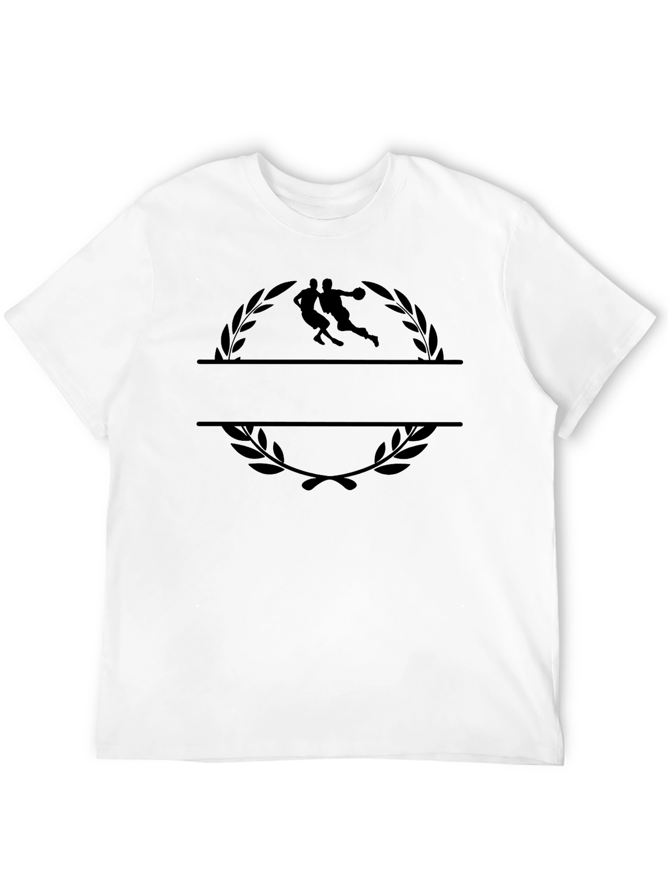 Black Graphic Tee with Basketball Laurel Design