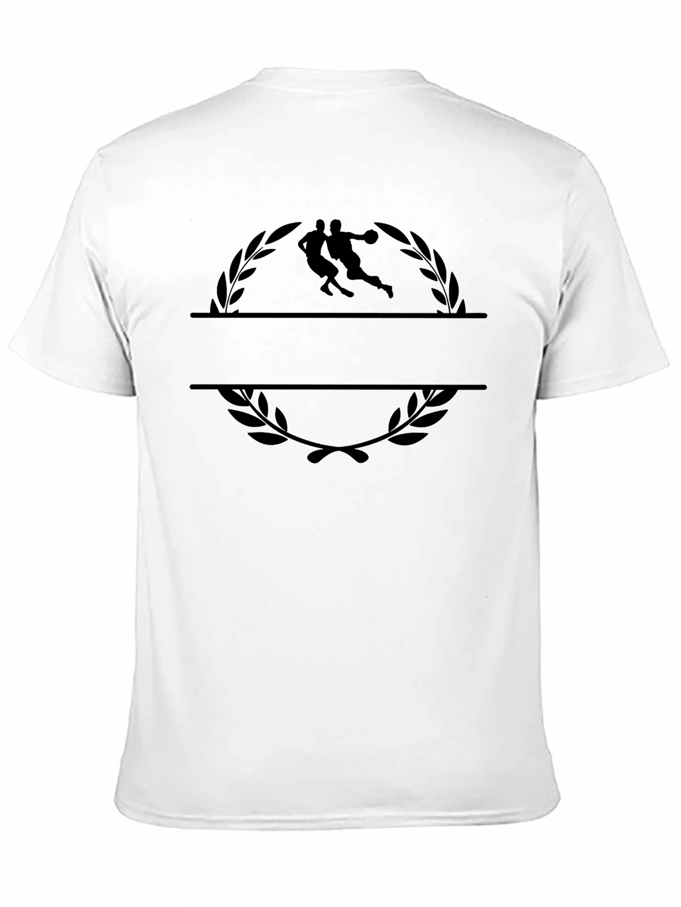 Black Graphic Tee with Basketball Laurel Design