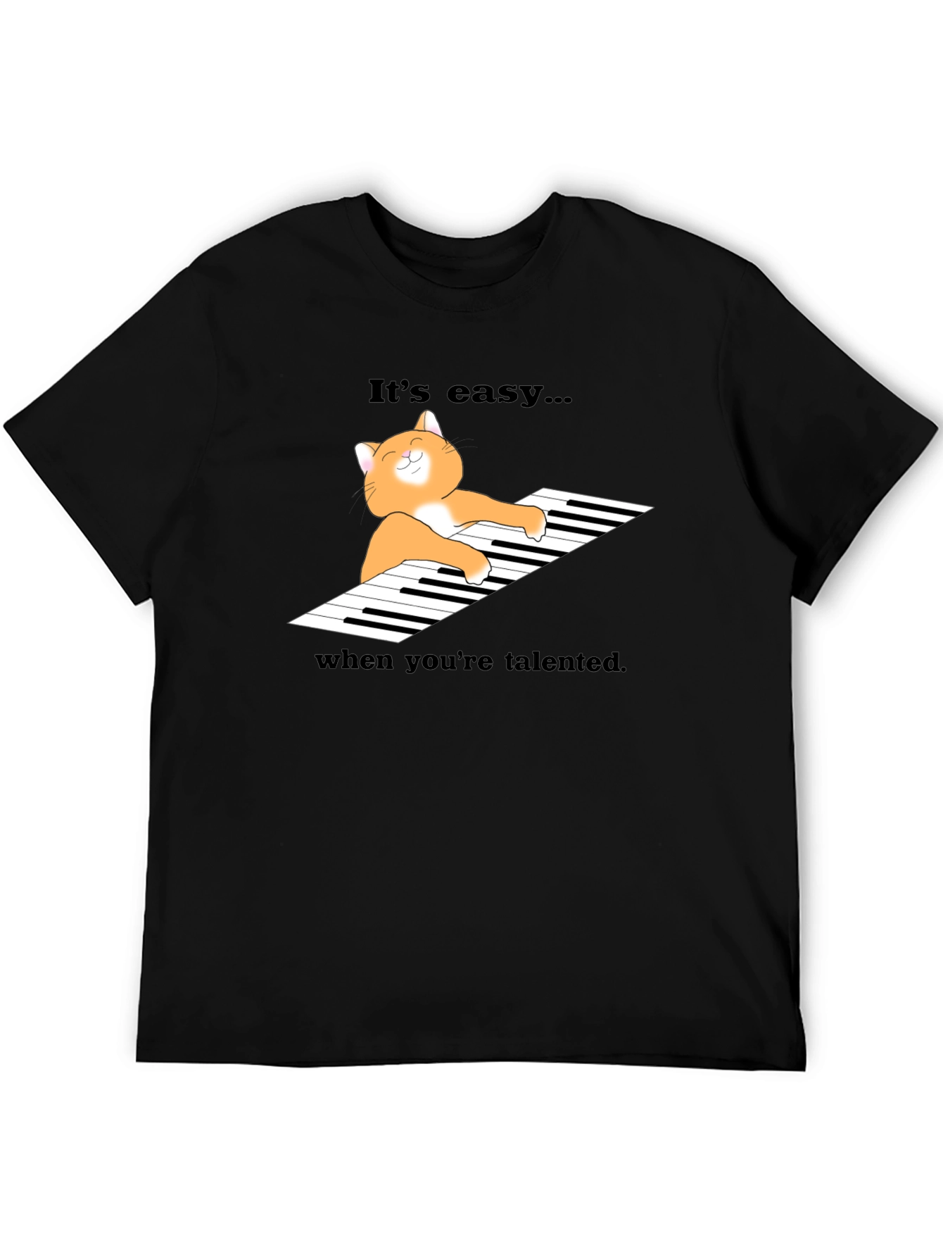 Cat Playing Piano Graphic T-Shirt