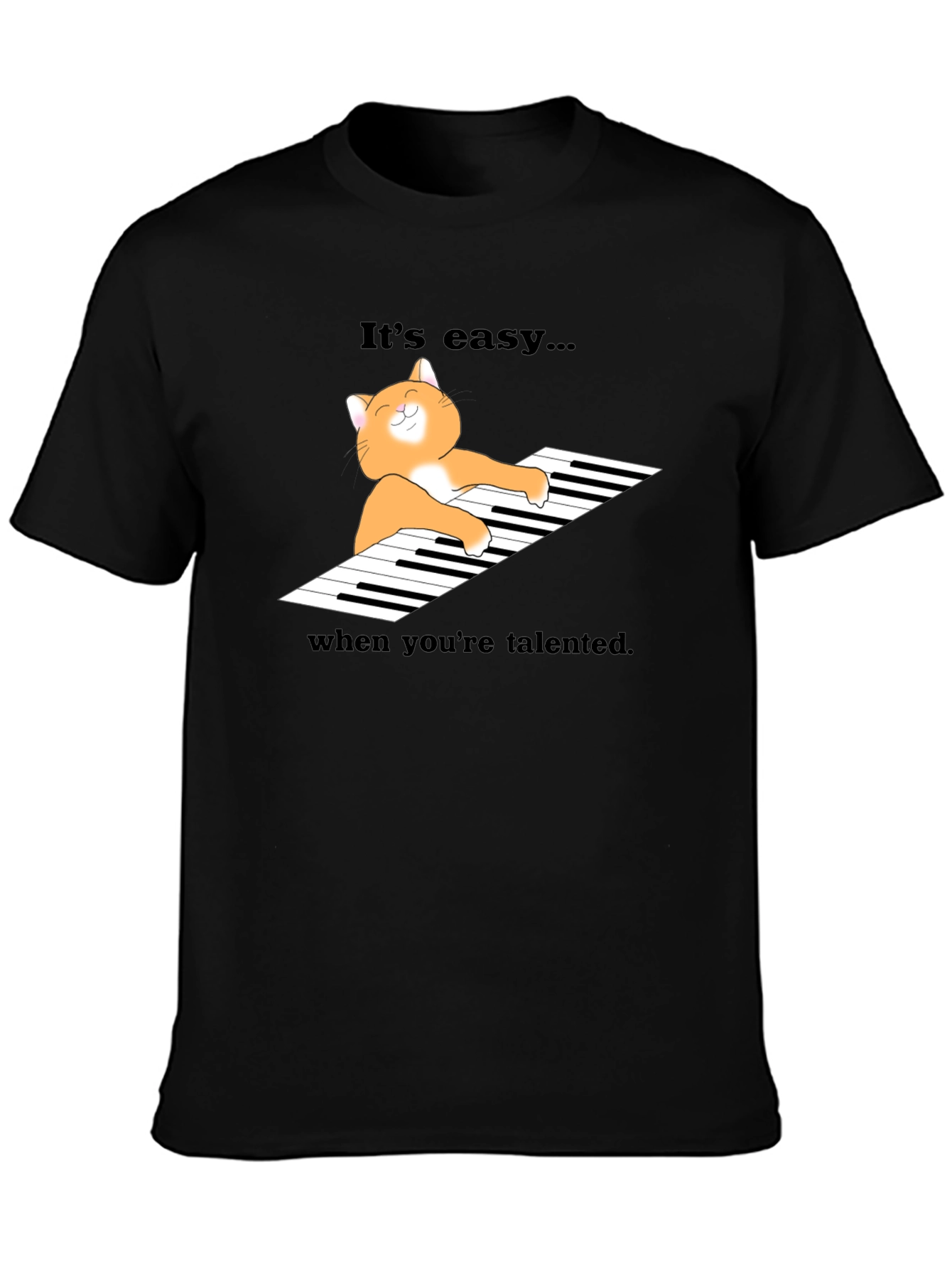Cat Playing Piano Graphic T-Shirt