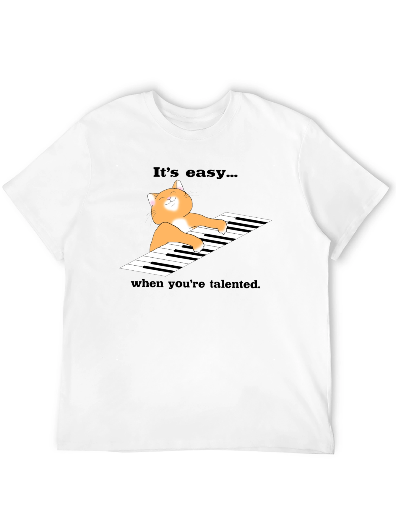 Cat Playing Piano Graphic T-Shirt