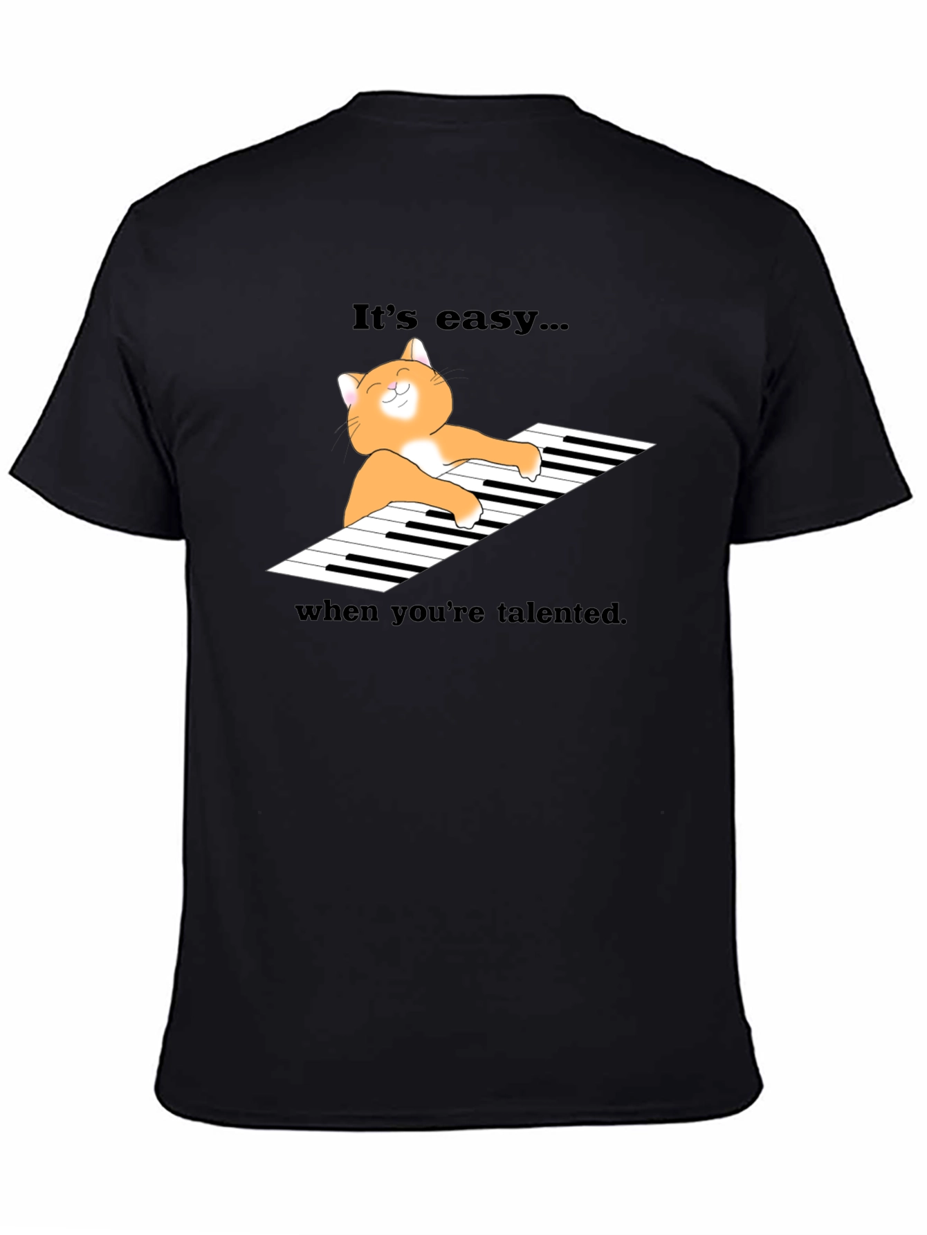 Cat Playing Piano Graphic T-Shirt