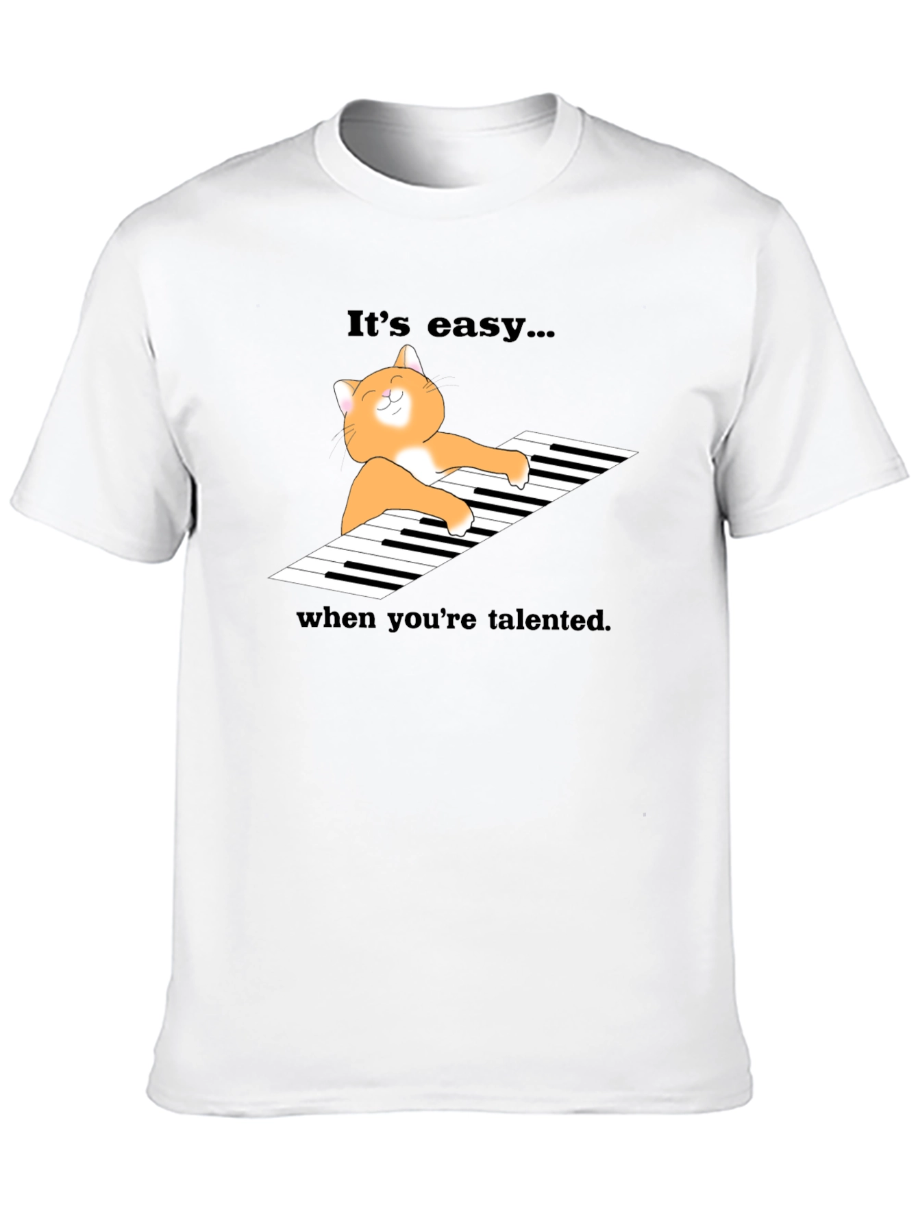 Cat Playing Piano Graphic T-Shirt