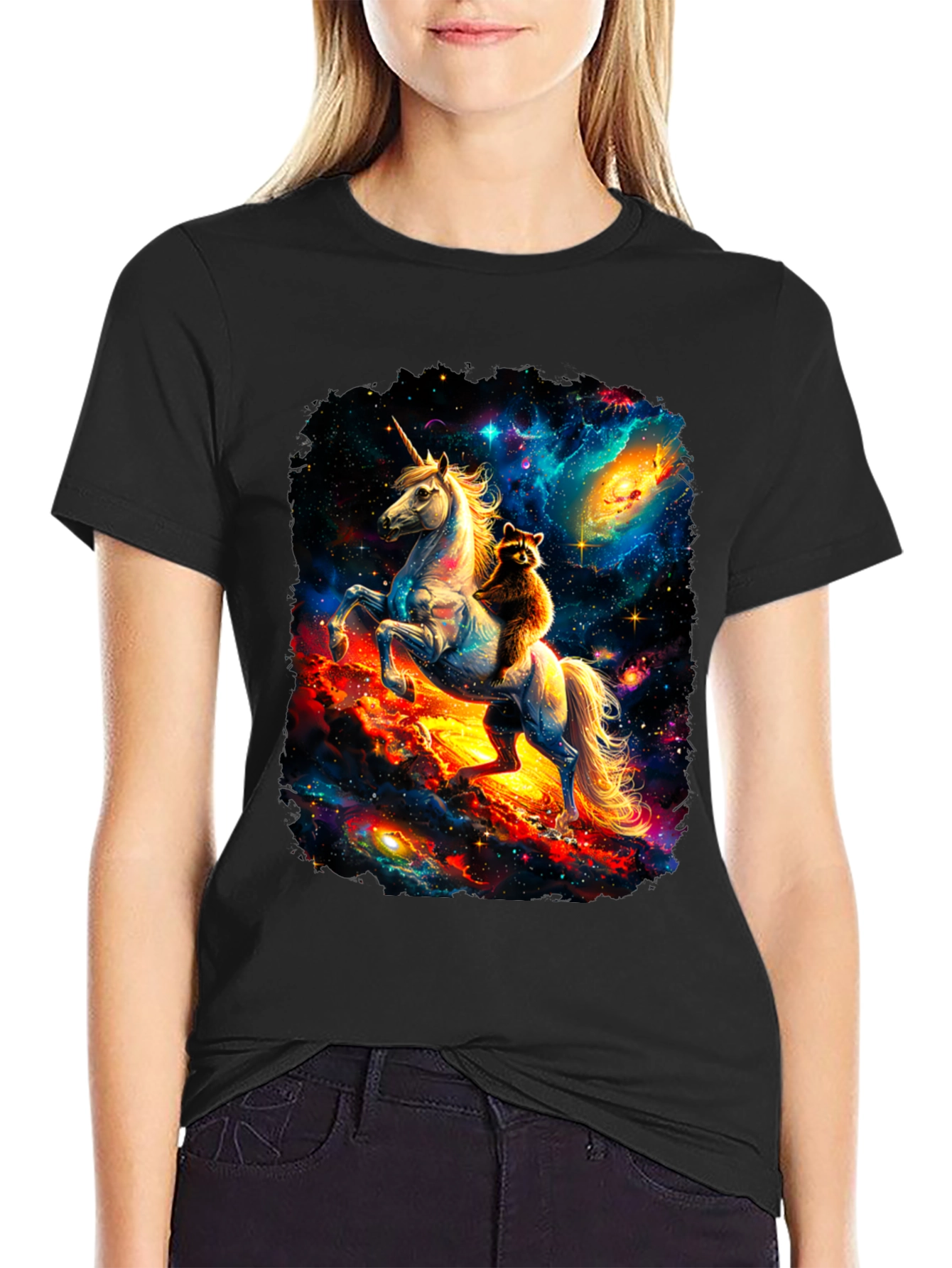 Cosmic Unicorn & Raccoon Graphic Tee
