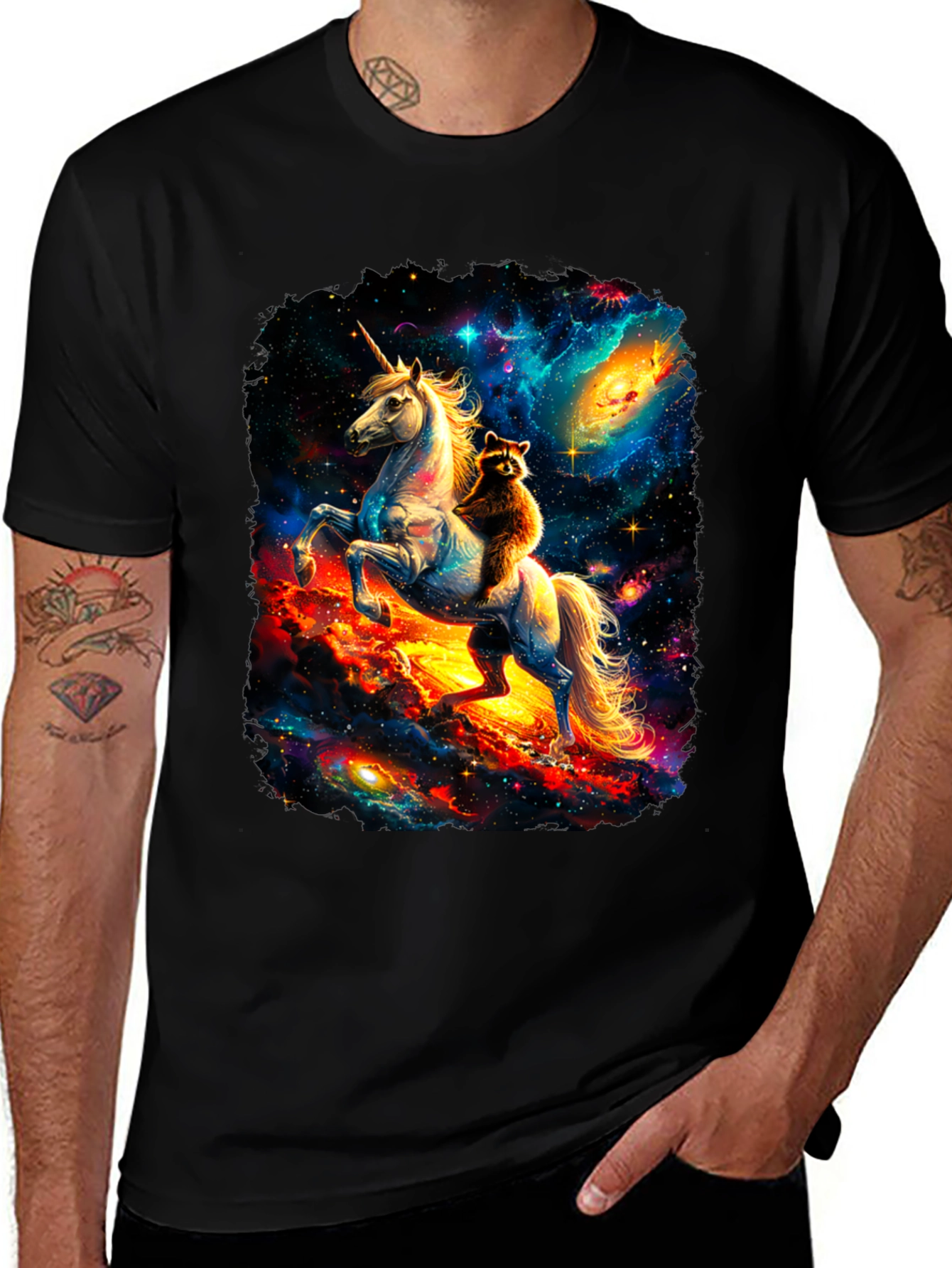 Cosmic Unicorn & Raccoon Graphic Tee