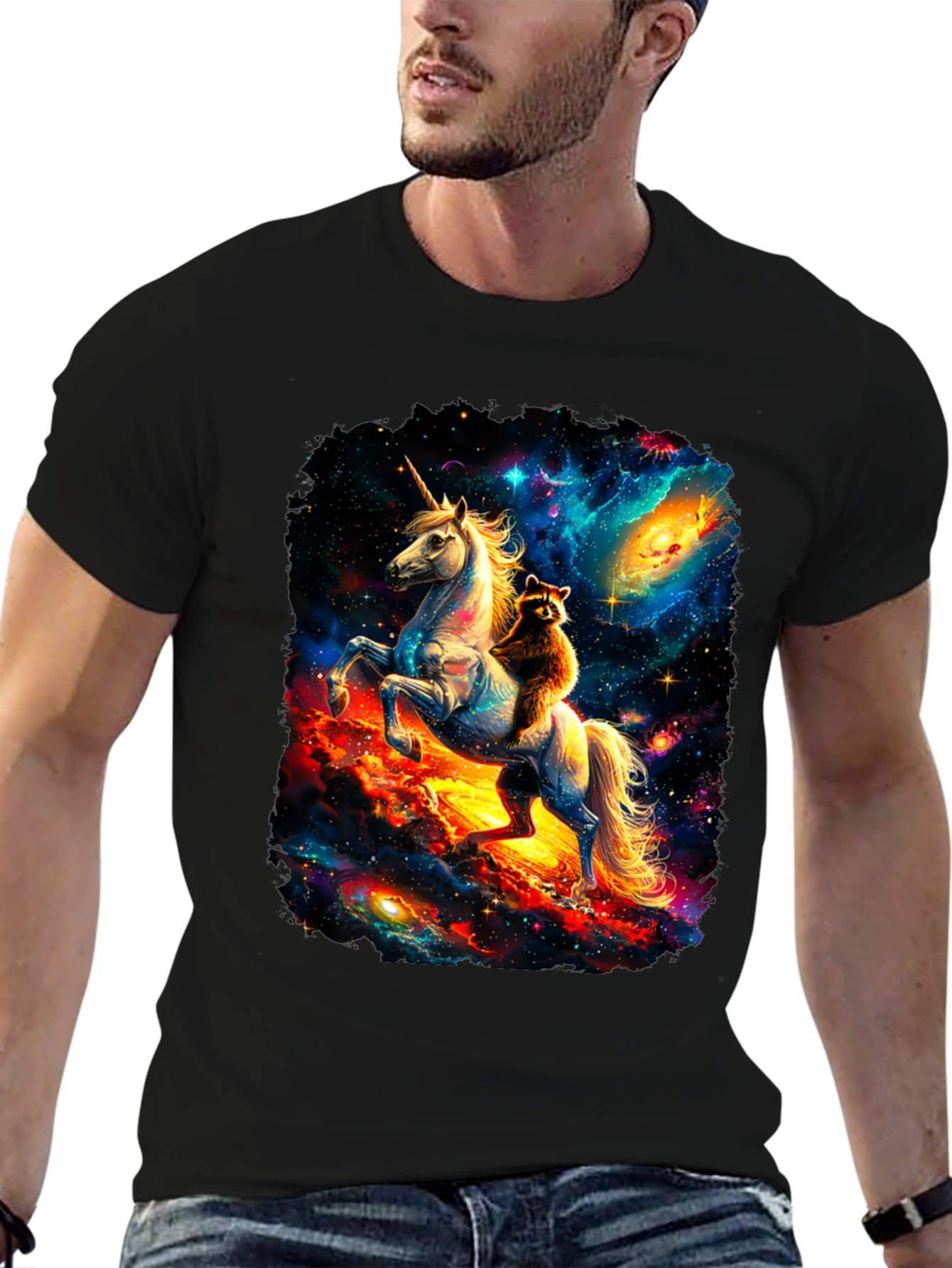 Cosmic Unicorn & Raccoon Graphic Tee