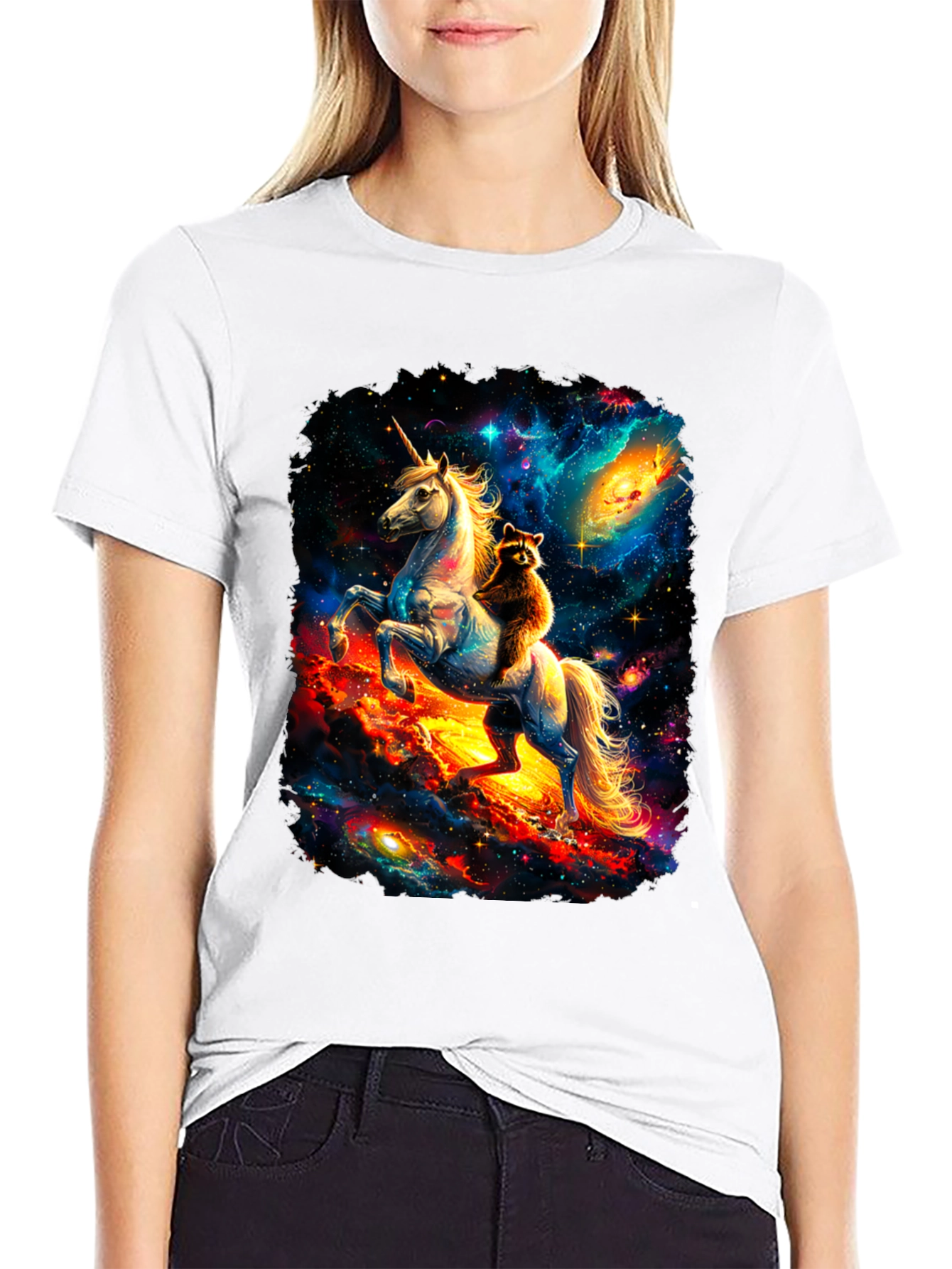 Cosmic Unicorn & Raccoon Graphic Tee