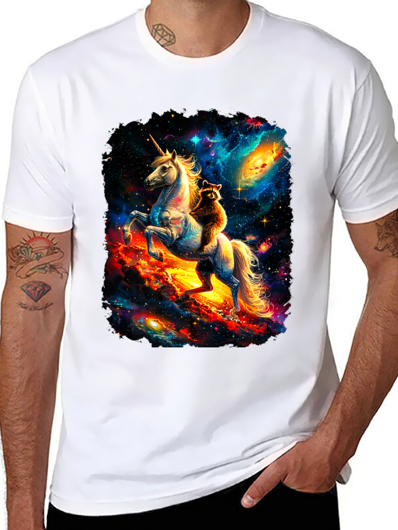 Cosmic Unicorn & Raccoon Graphic Tee