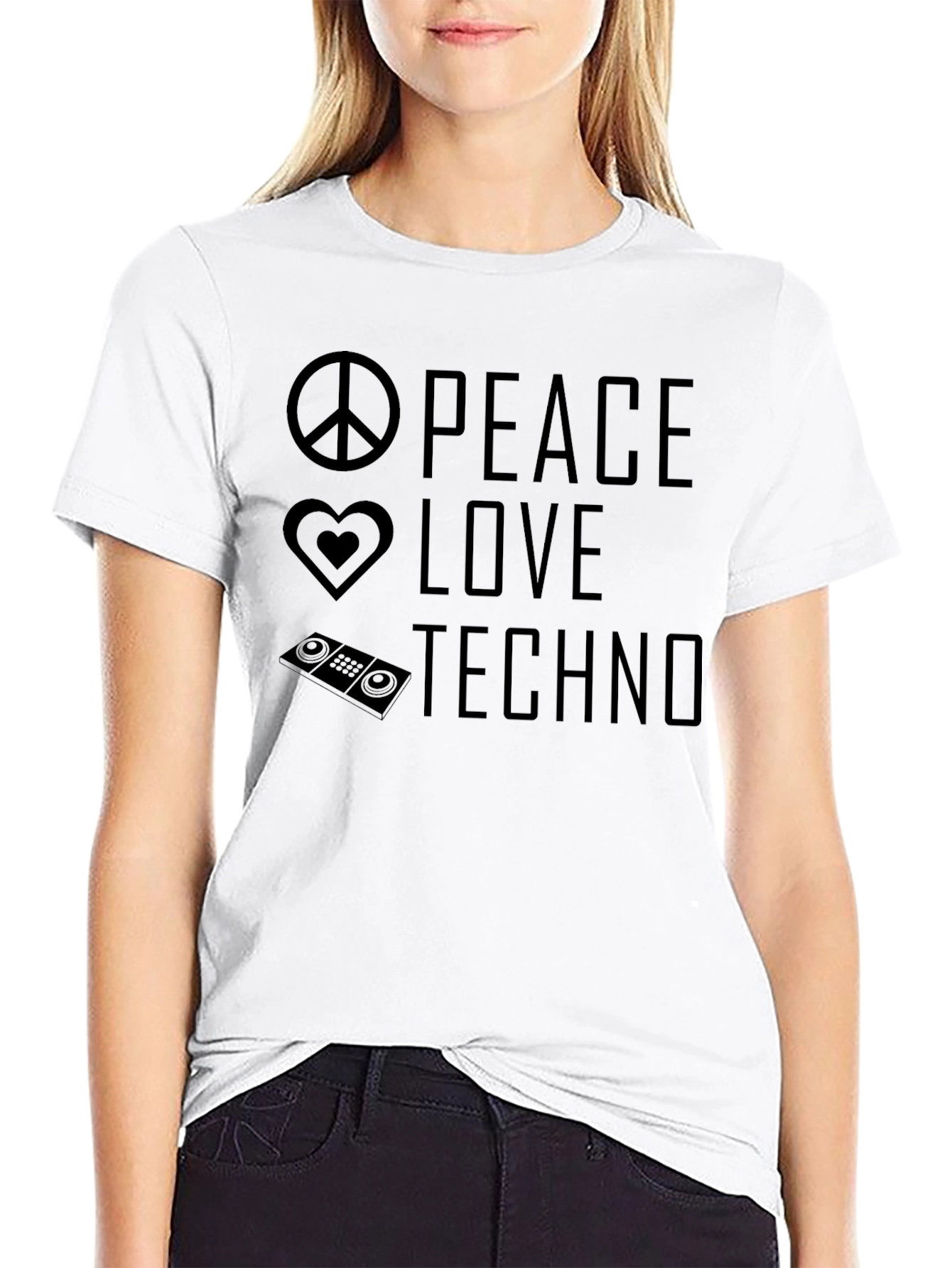 Peace Love Techno T-Shirt - Music Lover Tee