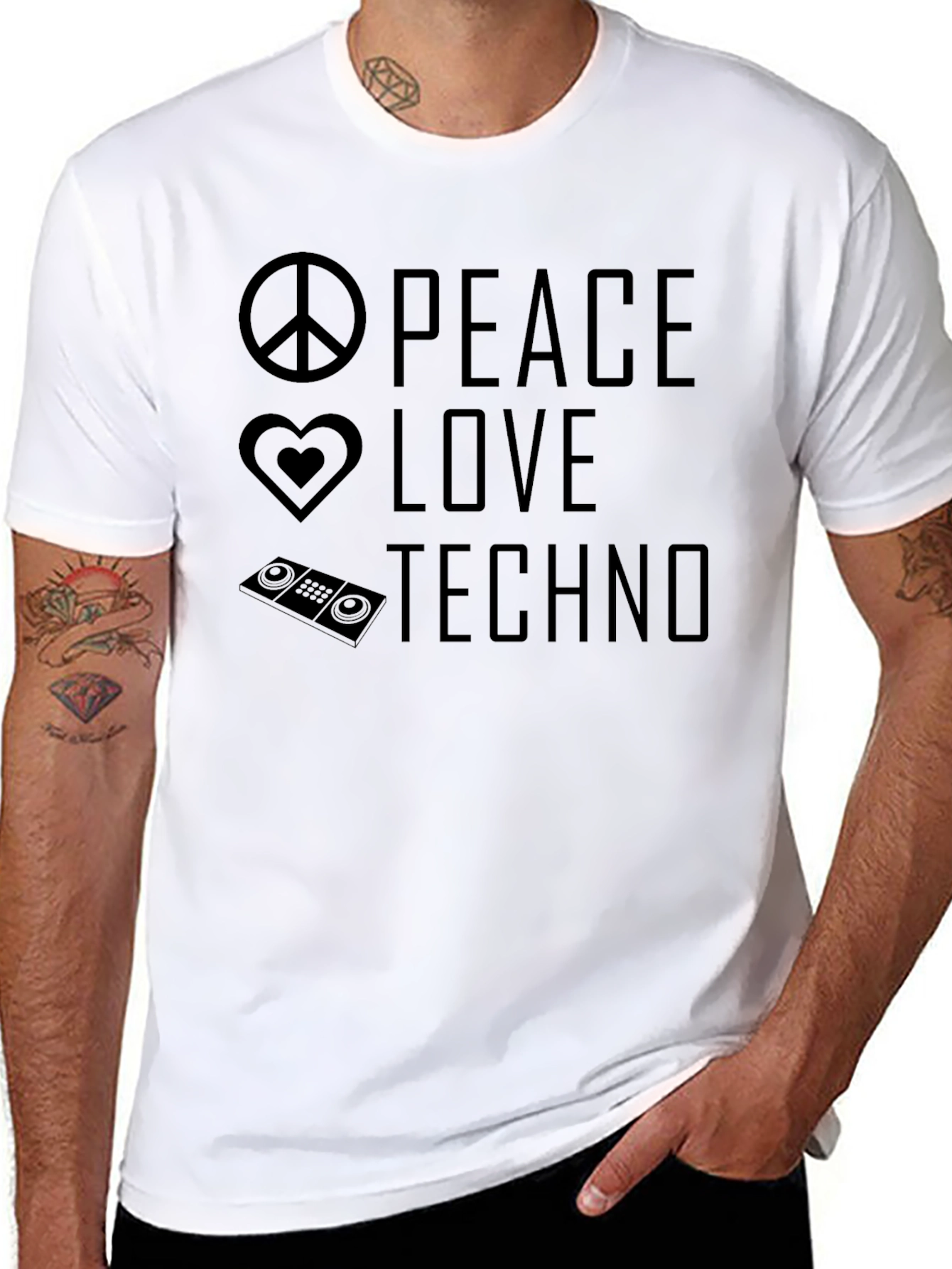 Peace Love Techno T-Shirt - Music Lover Tee