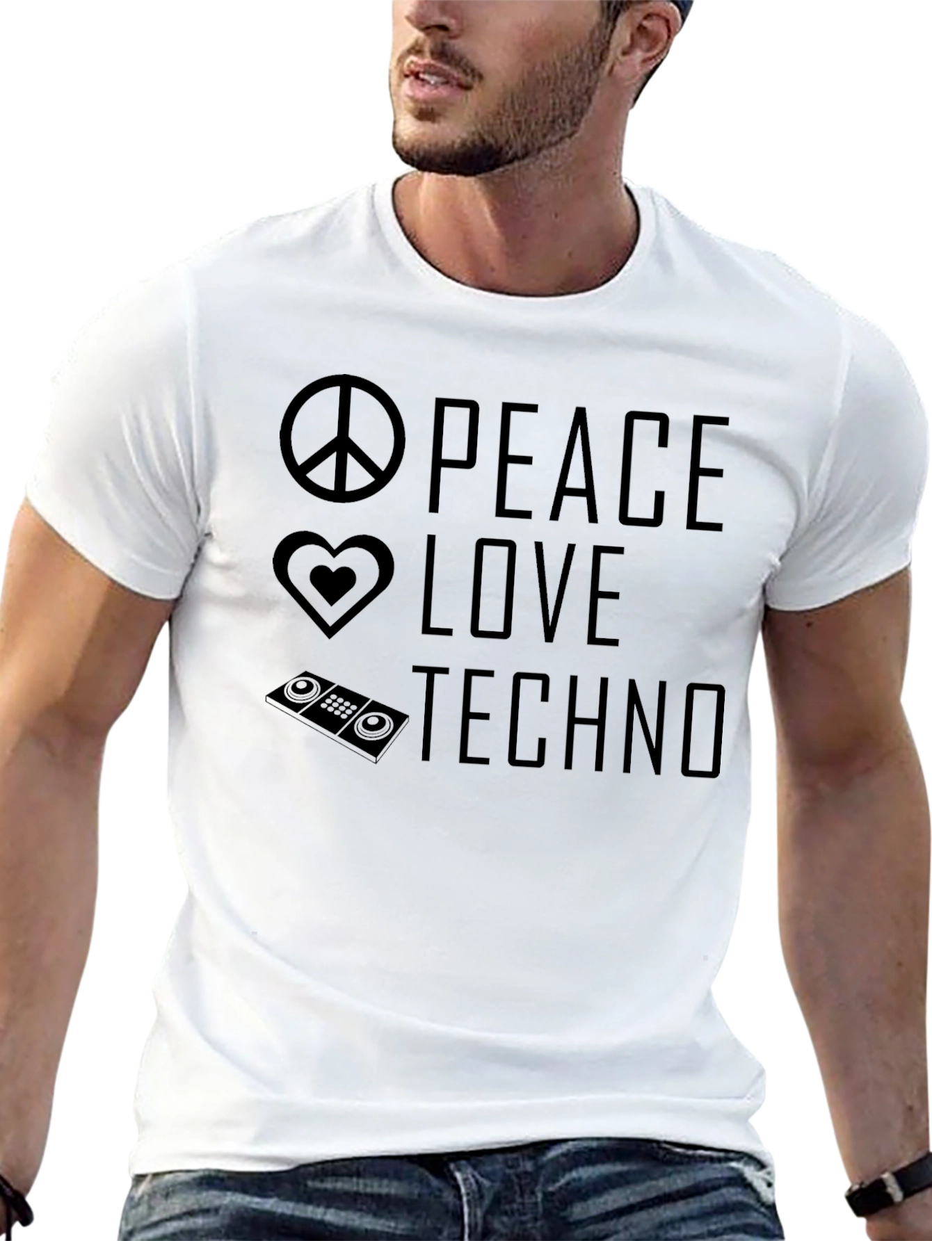 Peace Love Techno T-Shirt - Music Lover Tee