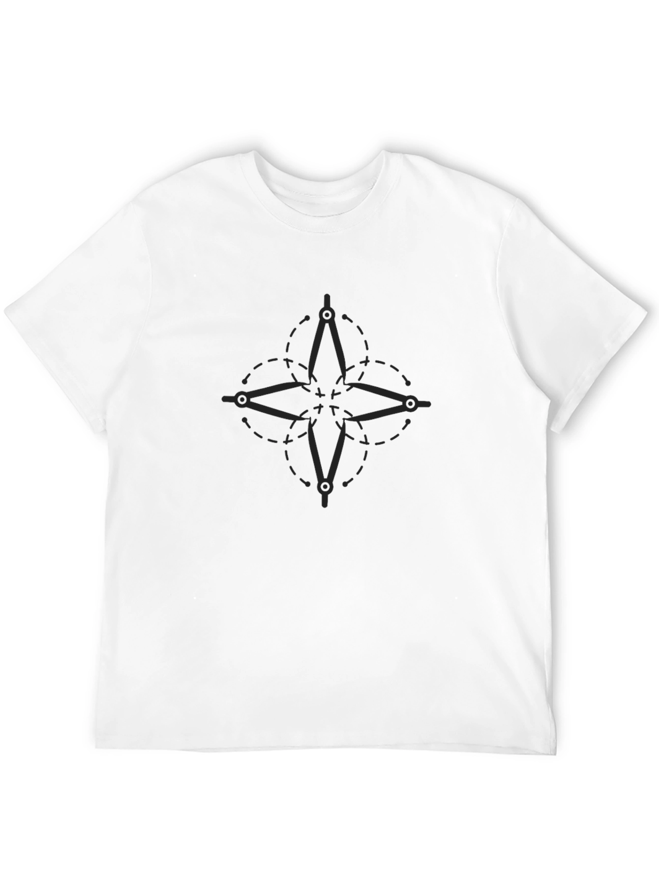Geometric Compass Rose Graphic Tee - Black