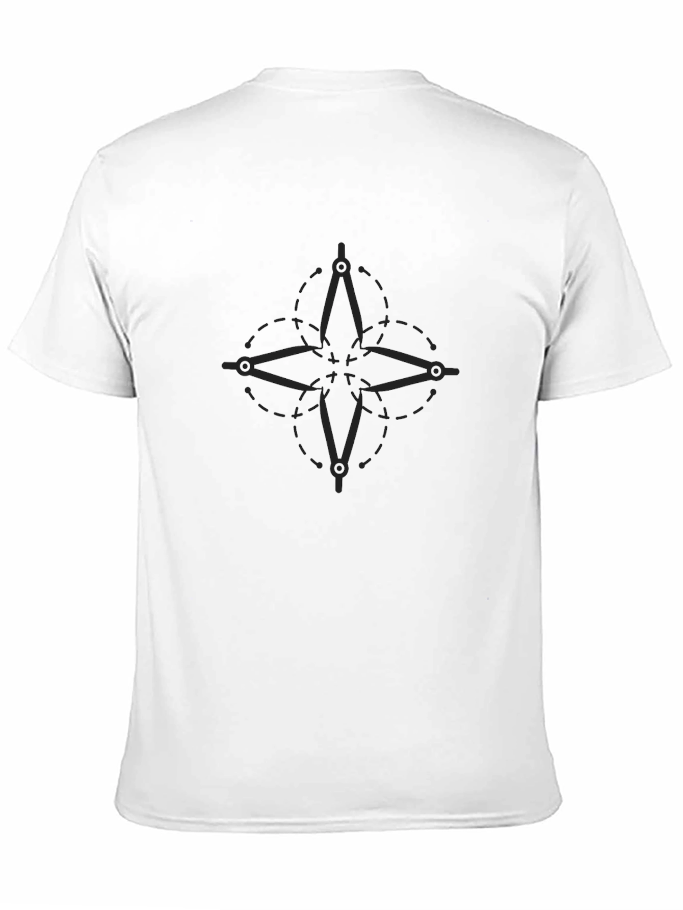 Geometric Compass Rose Graphic Tee - Black