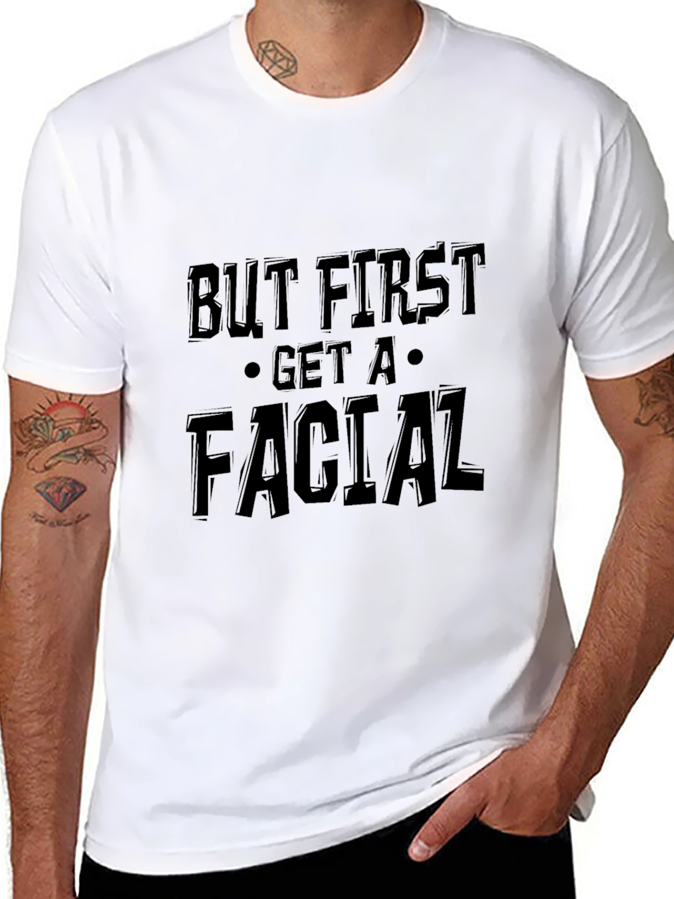 But First Get A Facial Black Graphic Tee