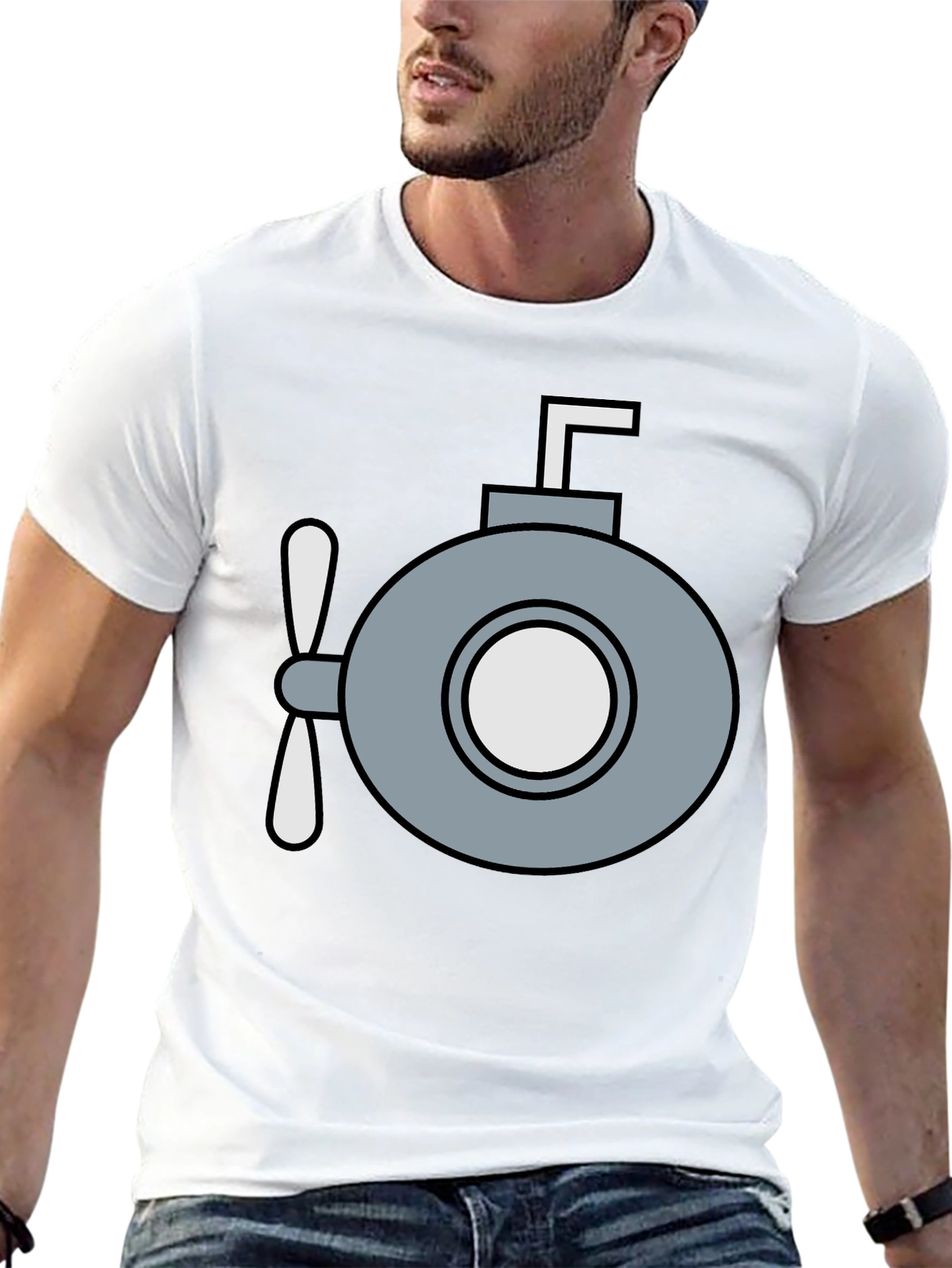 Submarine Graphic T-Shirt - Quirky Navy Style