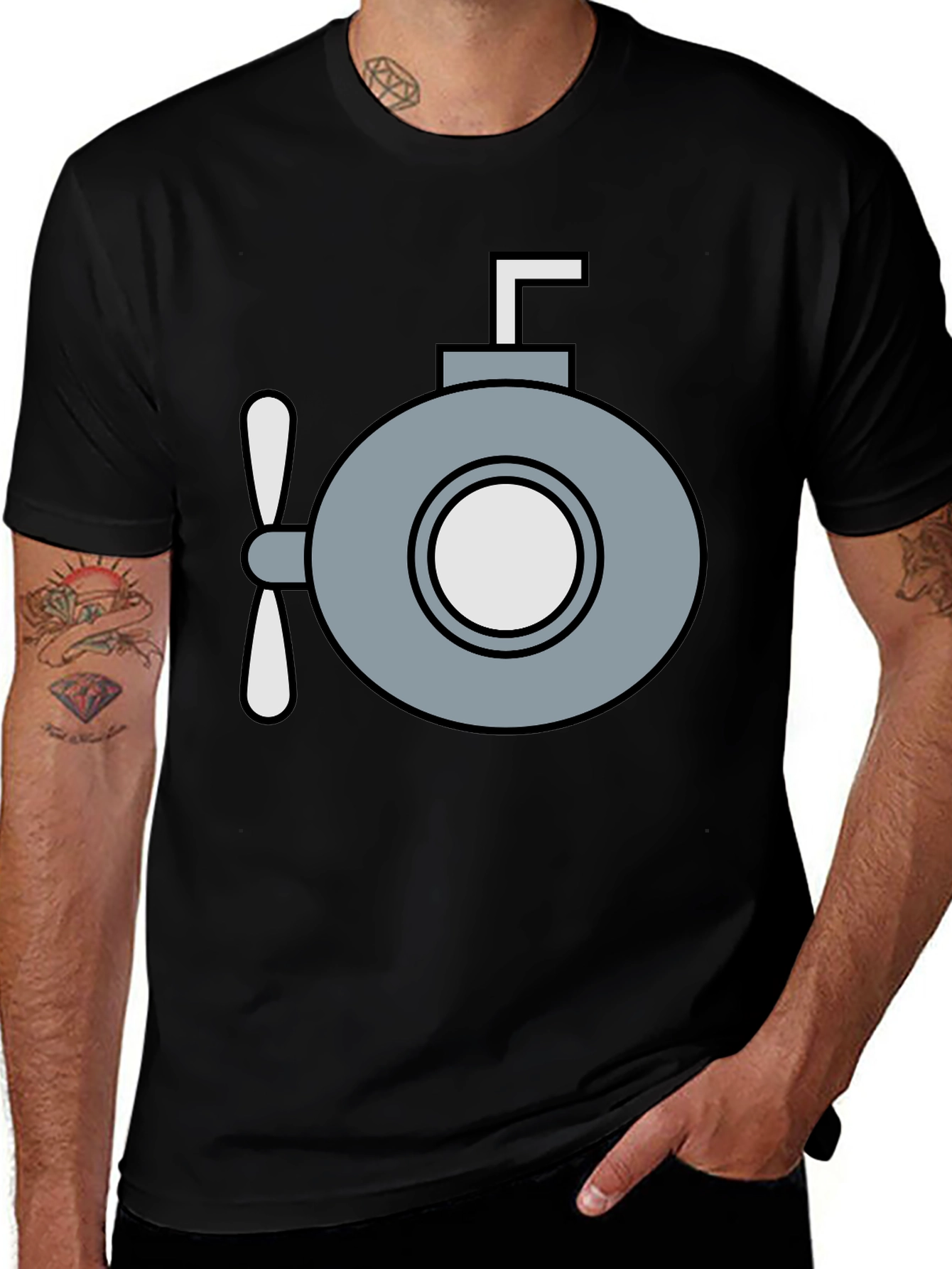 Submarine Graphic T-Shirt - Quirky Navy Style