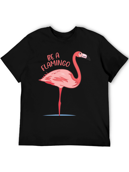 Be a Flamingo Graphic T-Shirt - Black Casual Tee