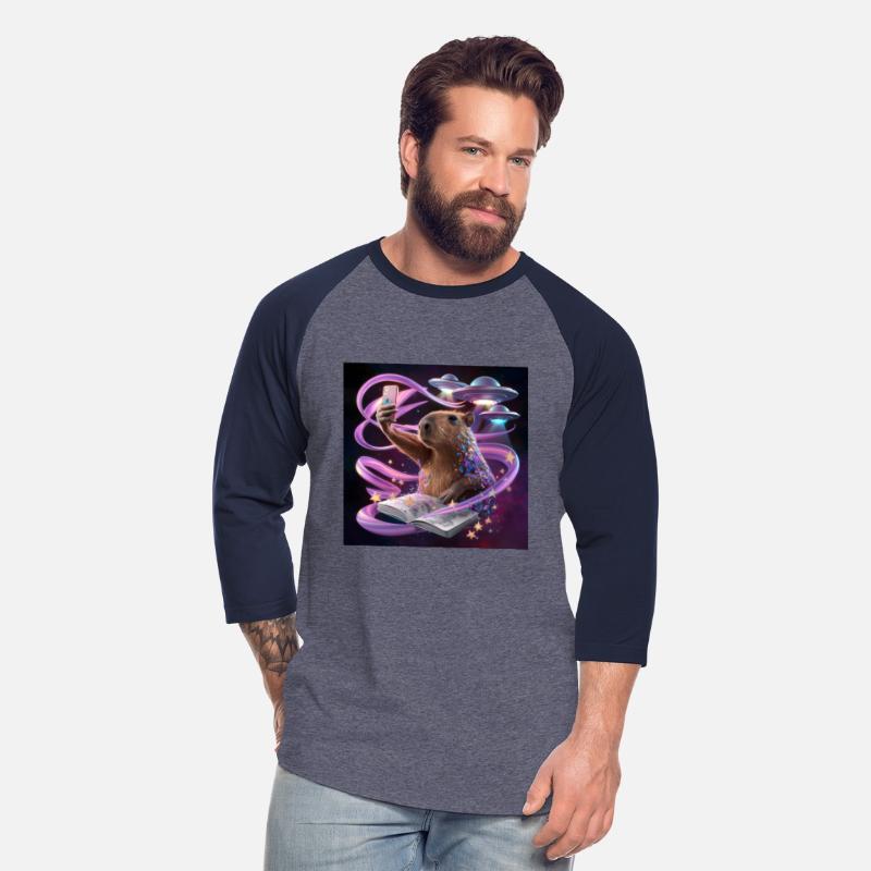 Funny Graphic Tee Capybara Selfie with UFOs Weird