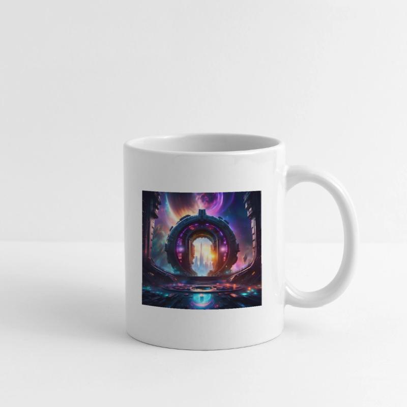 Future Portal Space Gateway with Cosmic Sky