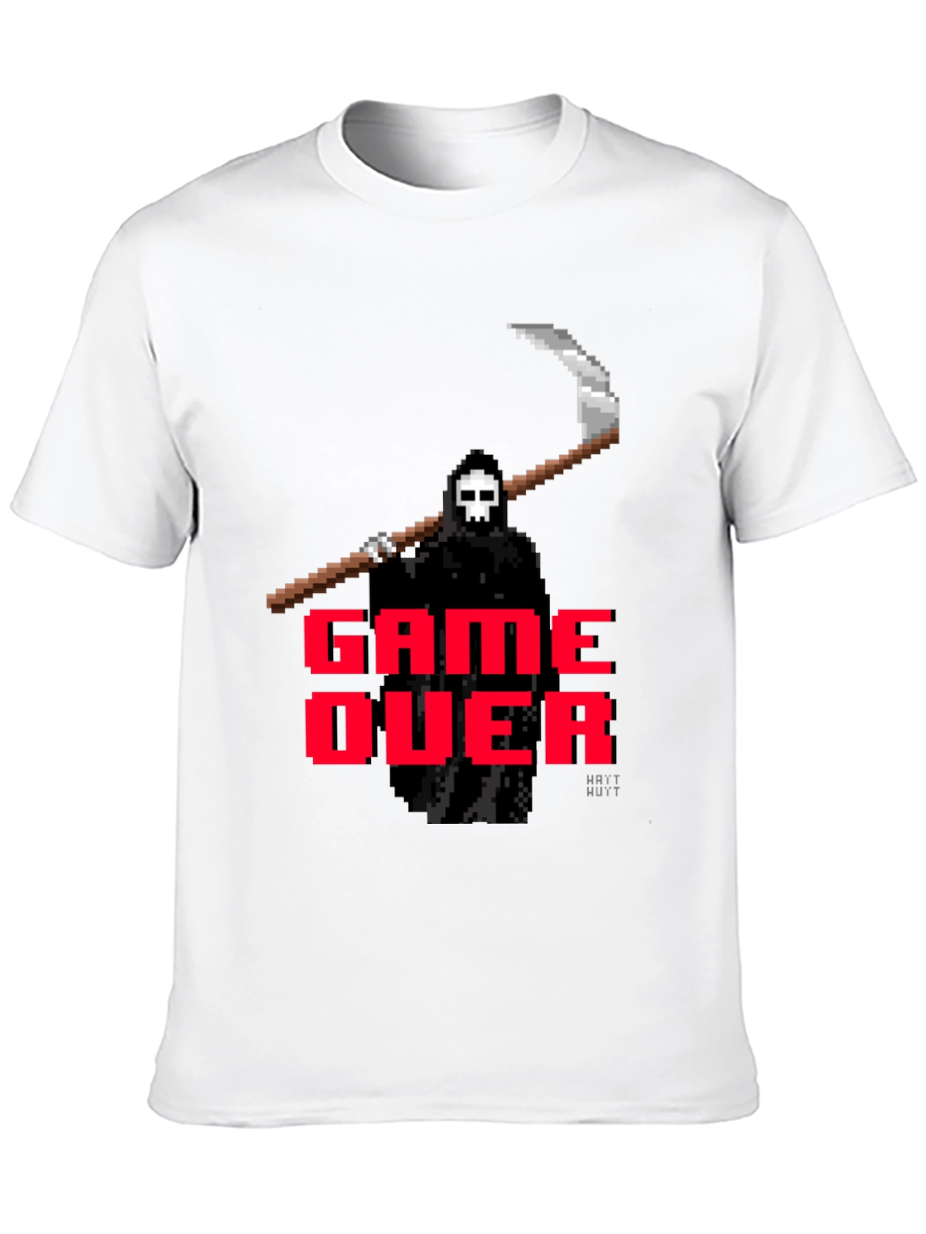 Game Over Grim Reaper Pixel Art T-Shirt - Black