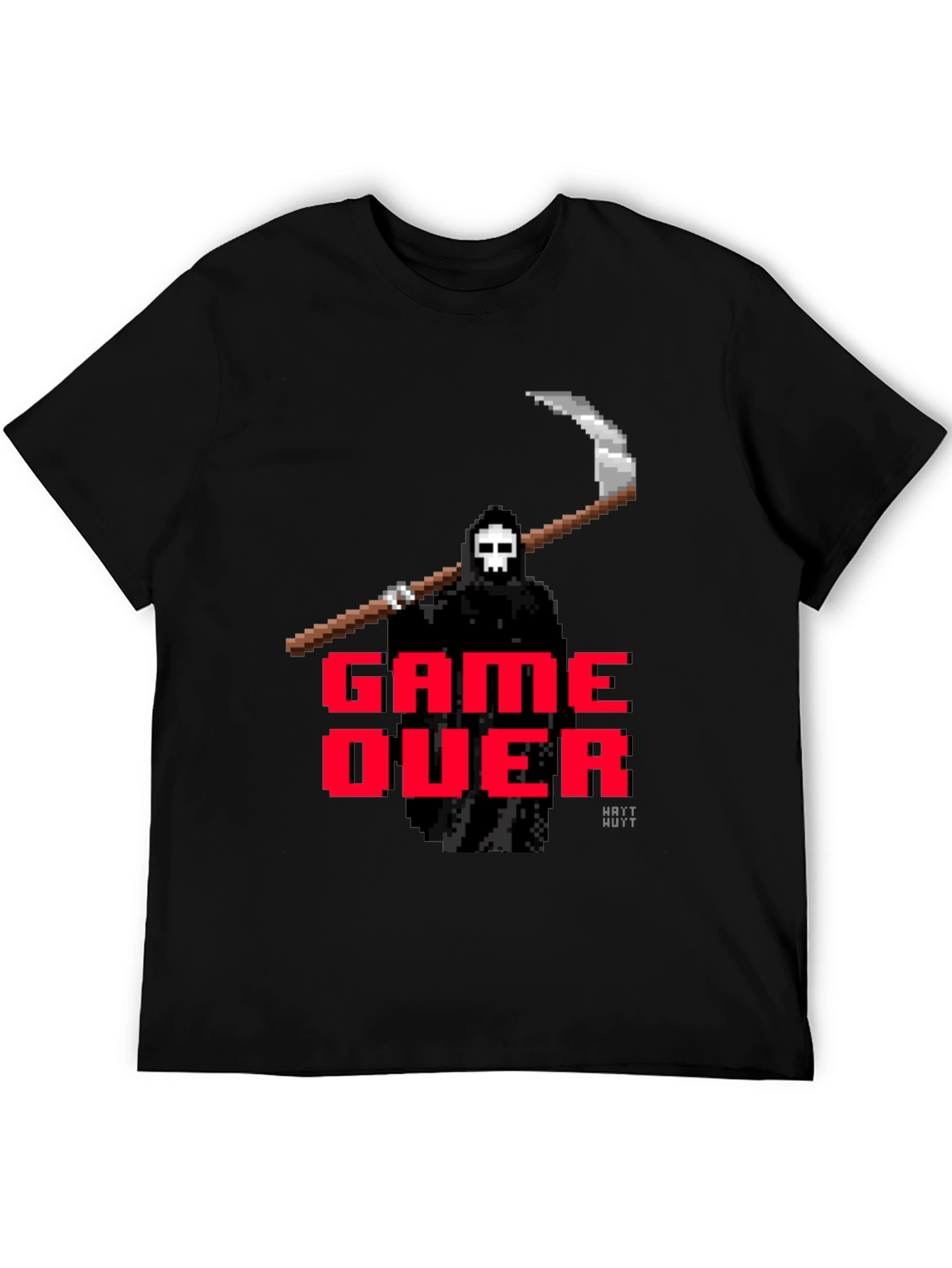 Game Over Grim Reaper Pixel Art T-Shirt - Black
