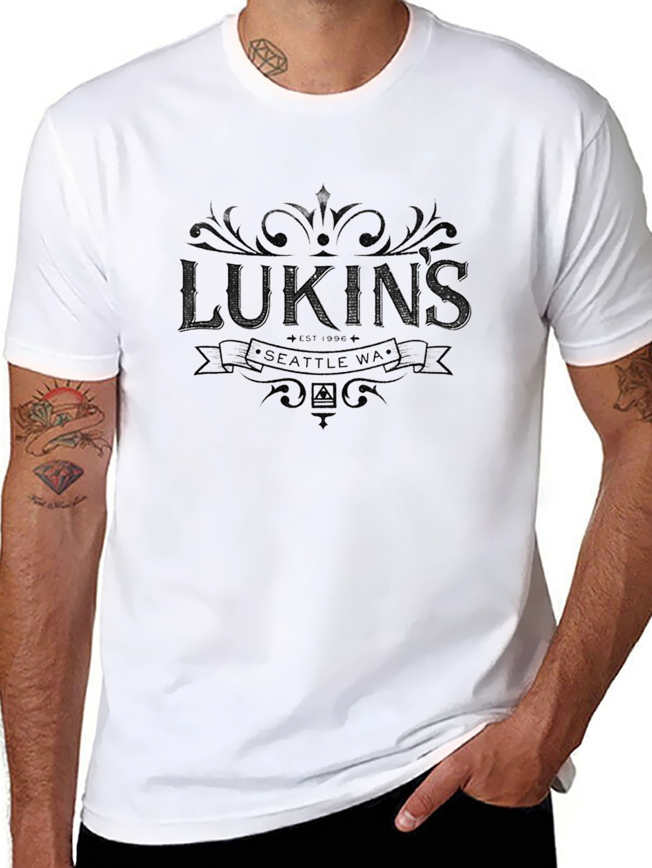 Lukins Est 1986 Black Graphic T-Shirt