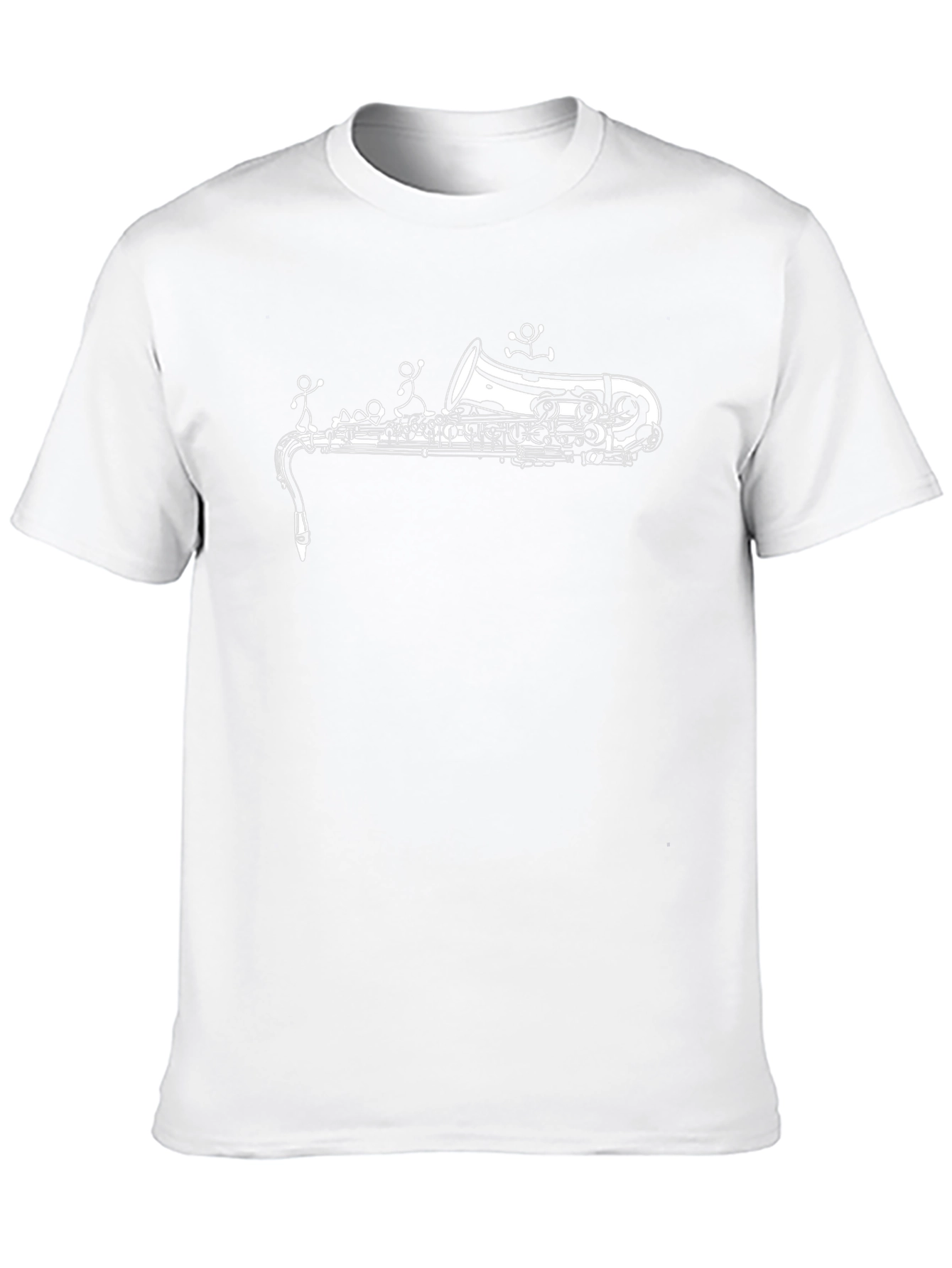 Saxophone Stick Figures Black T-Shirt
