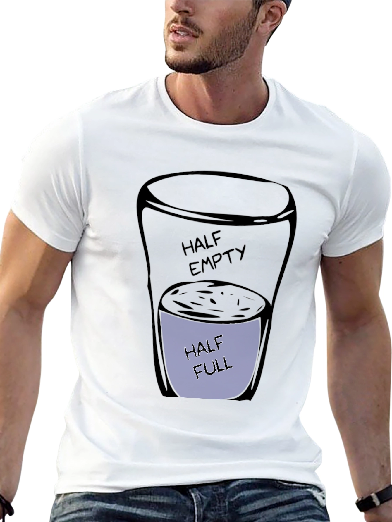 Optimistic Glass T-Shirt - Half Full Design