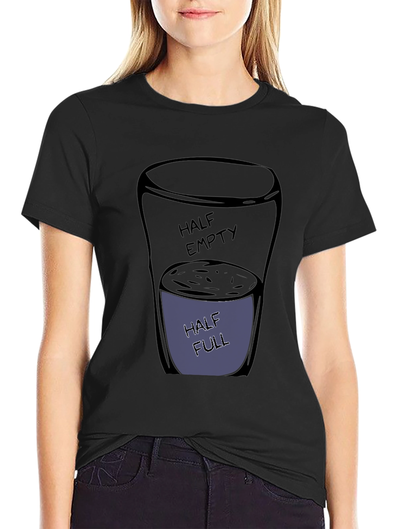 Optimistic Glass T-Shirt - Half Full Design