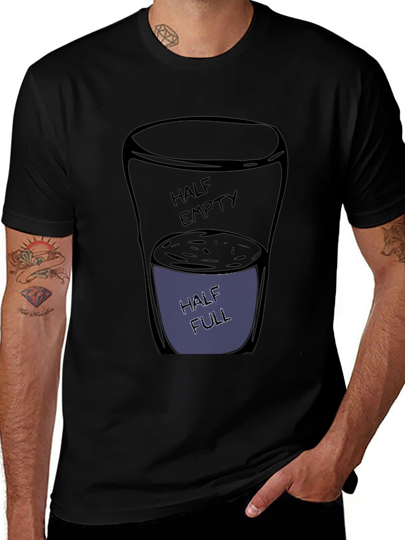Optimistic Glass T-Shirt - Half Full Design