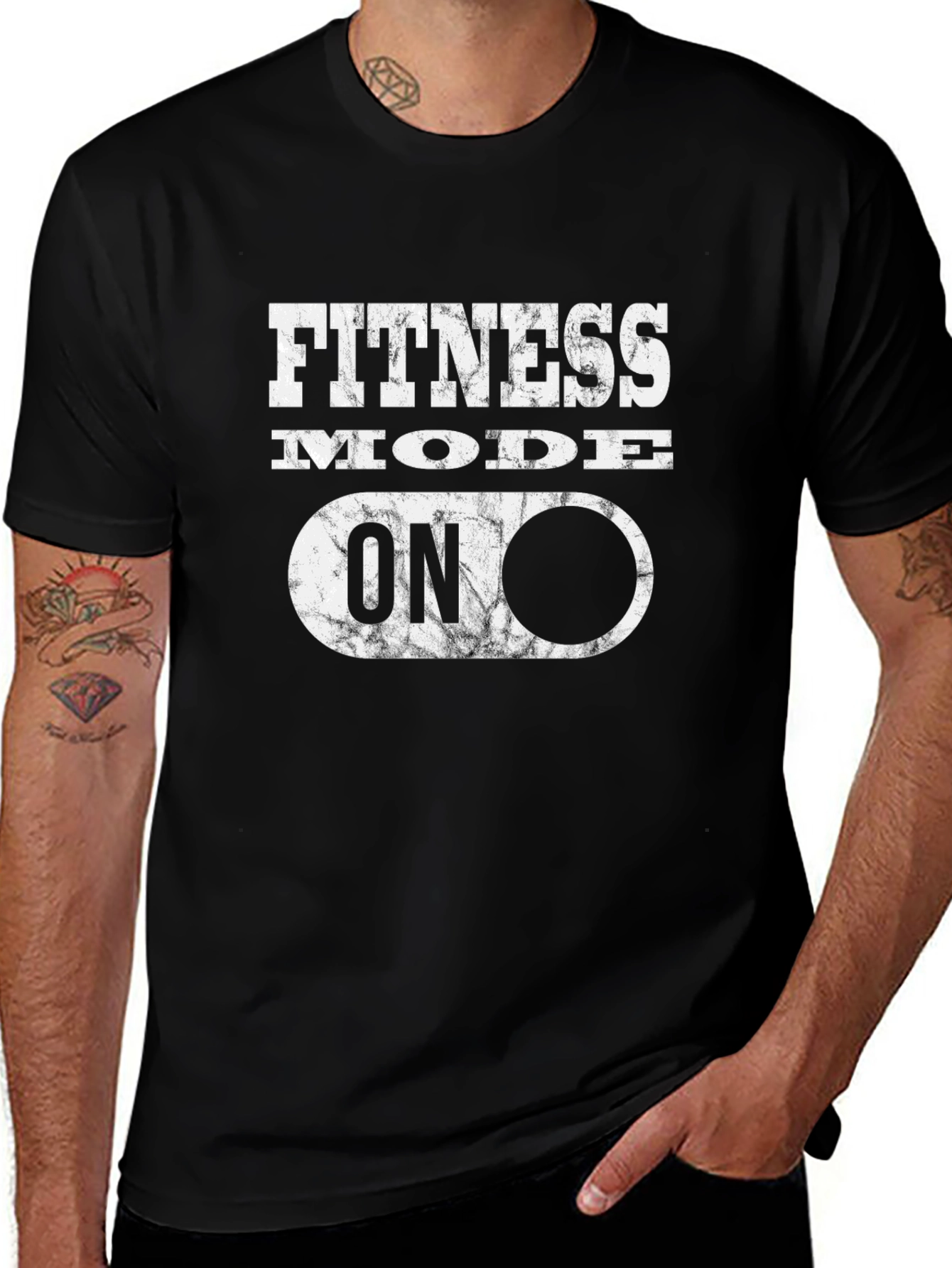 Fitness Mode On Graphic Tee - Black Cotton T-Shirt