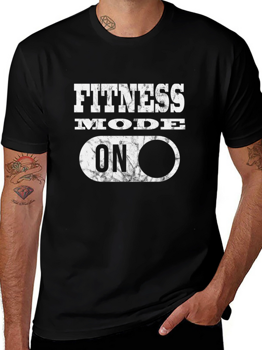 Fitness Mode On Graphic Tee - Black Cotton T-Shirt