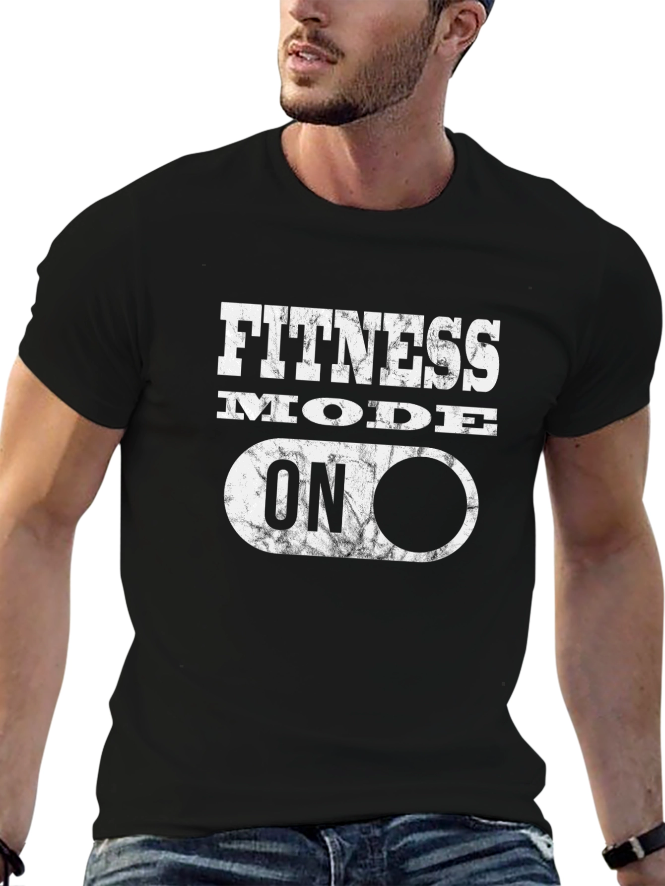 Fitness Mode On Graphic Tee - Black Cotton T-Shirt