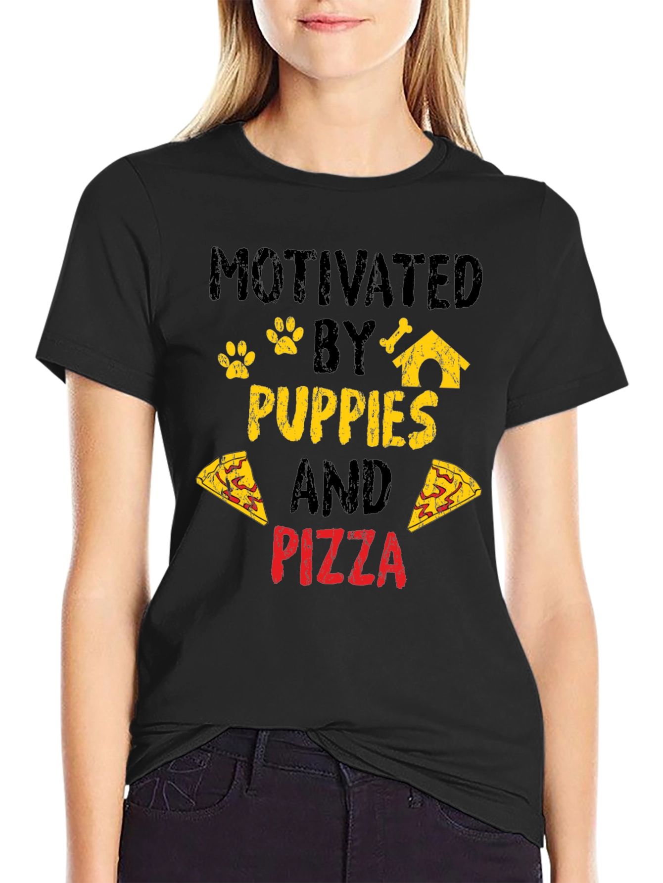 Puppies and Pizza T-Shirt - Funny Graphic Tee