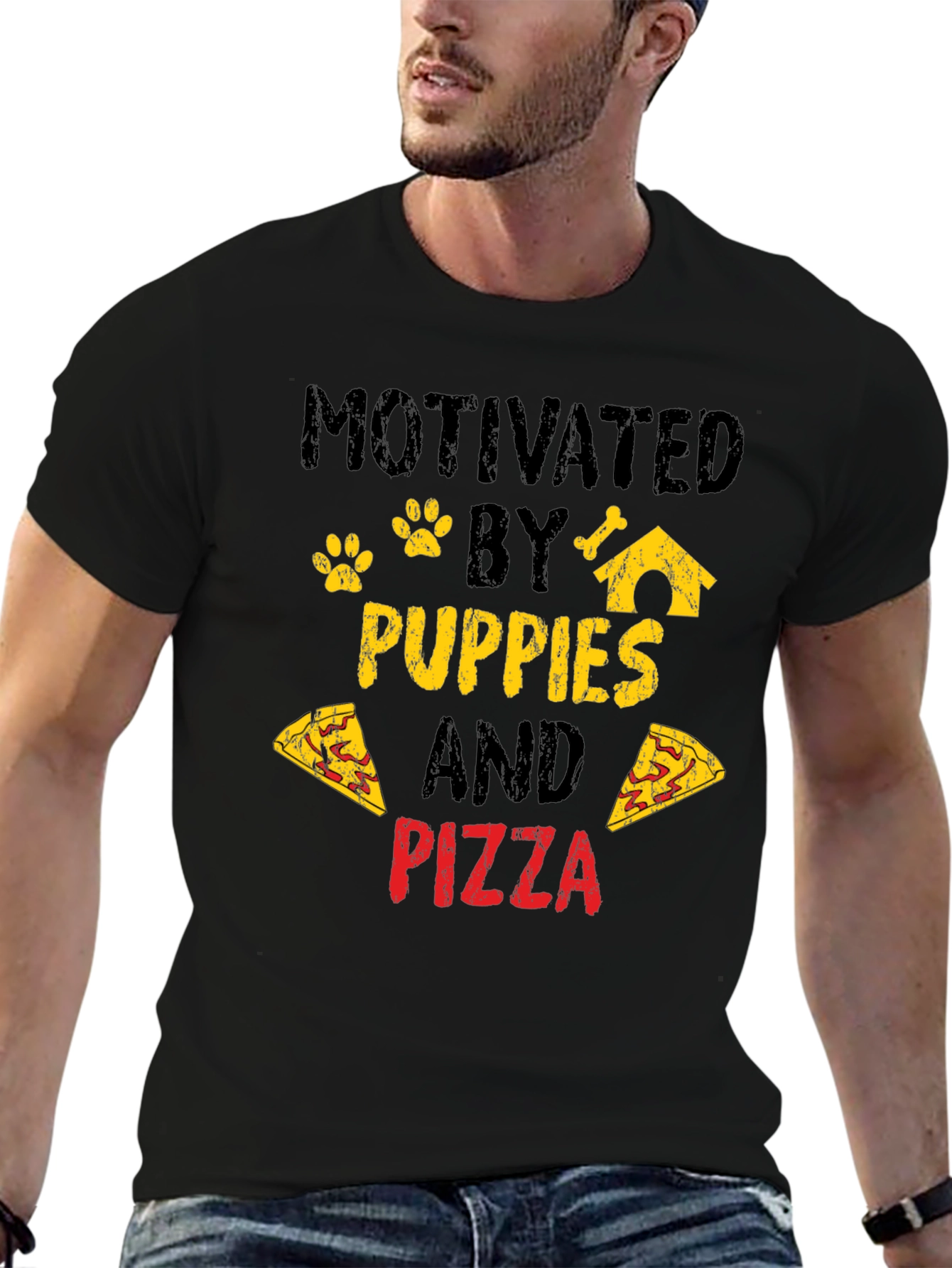 Puppies and Pizza T-Shirt - Funny Graphic Tee
