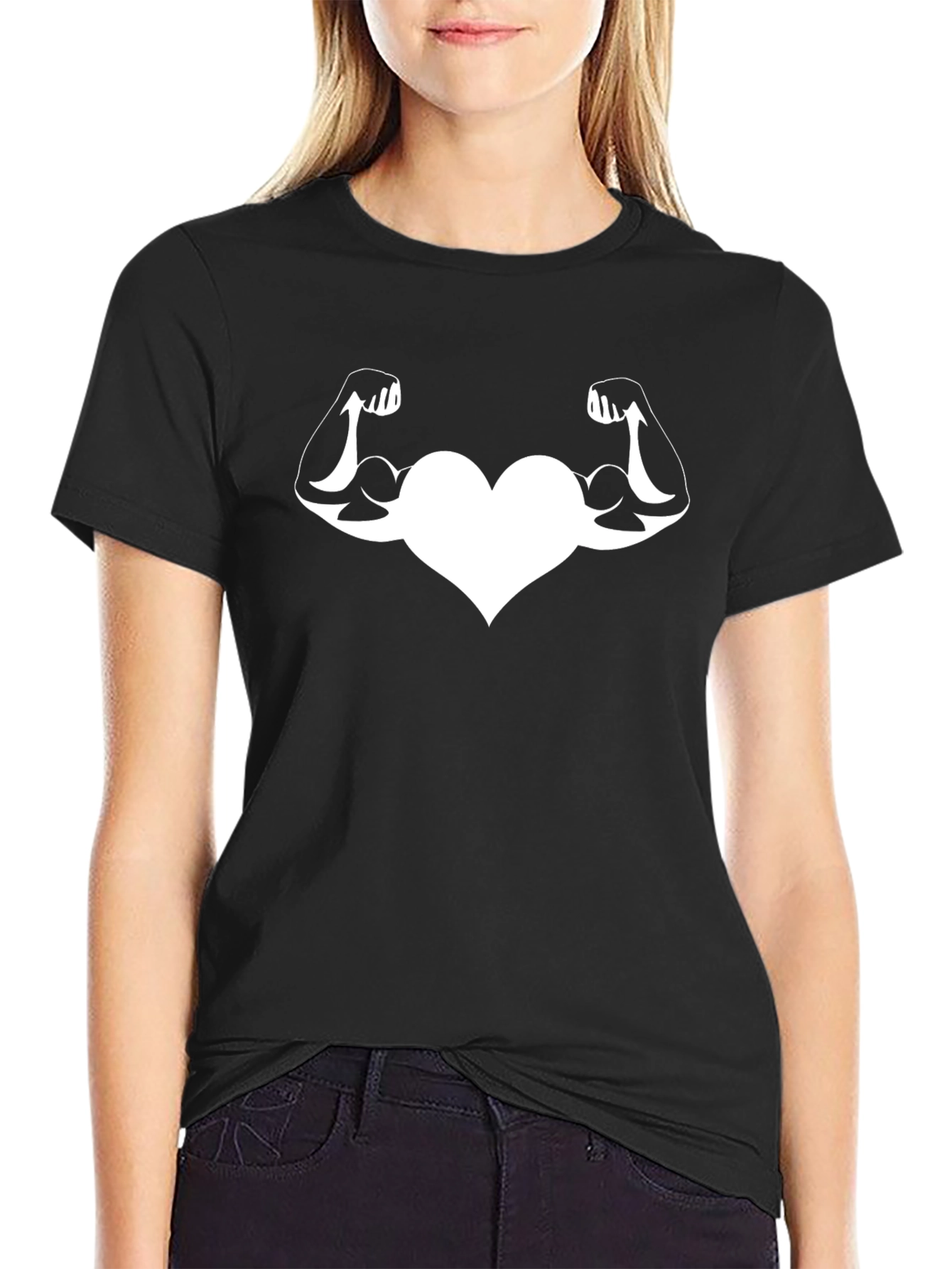 Heart Muscle Tee - Strong Love Black T-Shirt