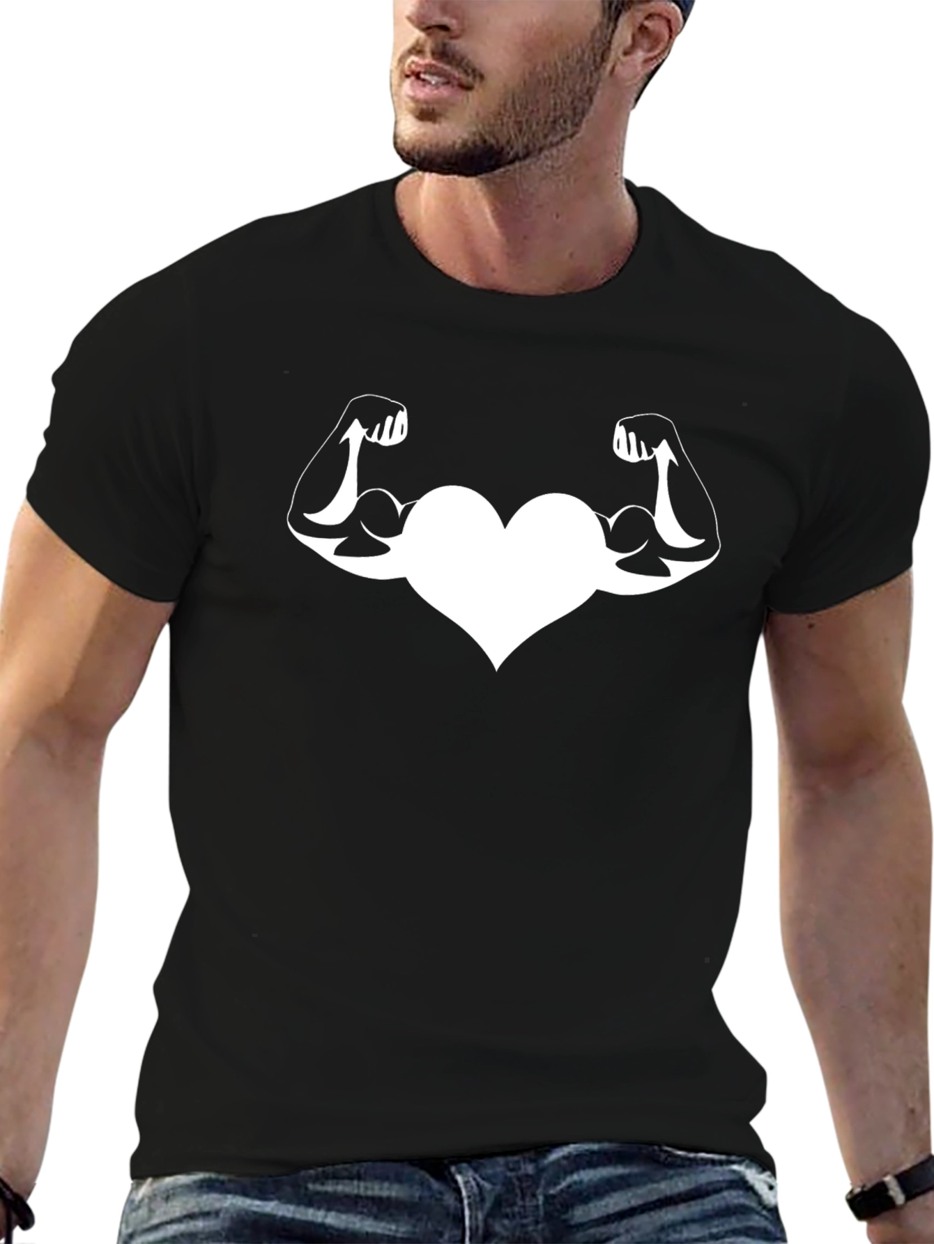 Heart Muscle Tee - Strong Love Black T-Shirt