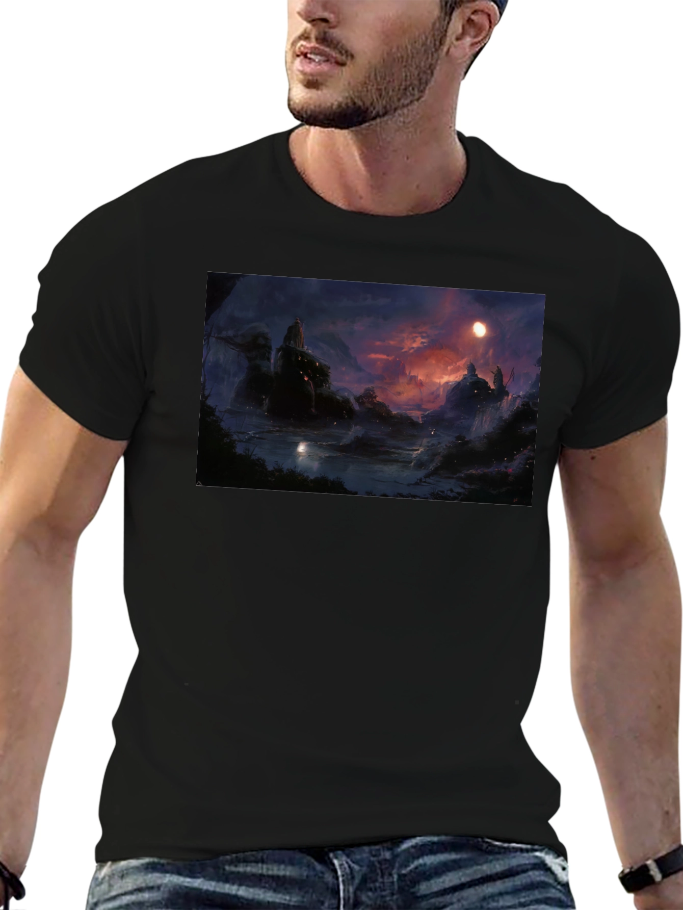 Mystic Landscape Graphic Tee - Black