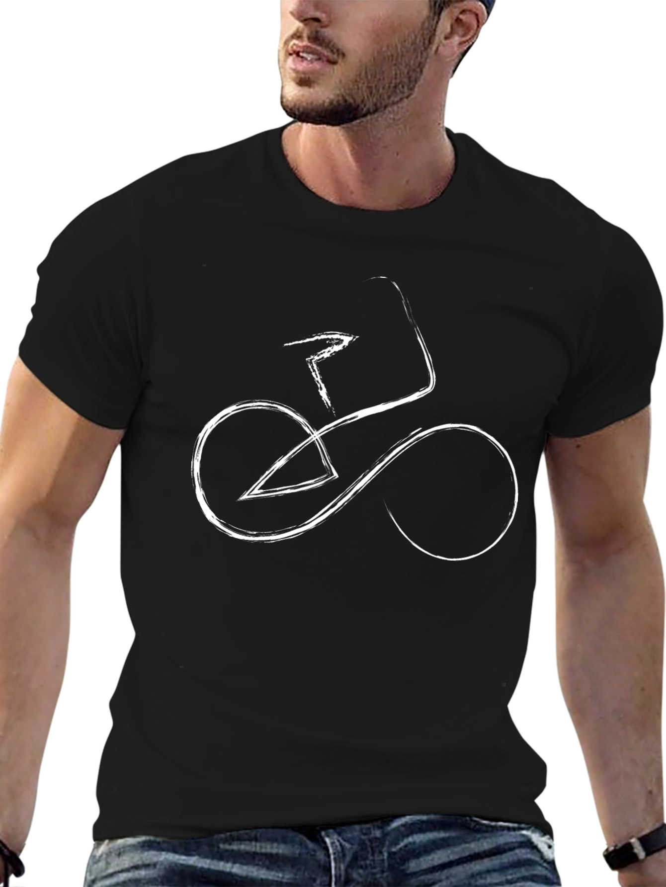 Mens Cycling Design Tee - Black