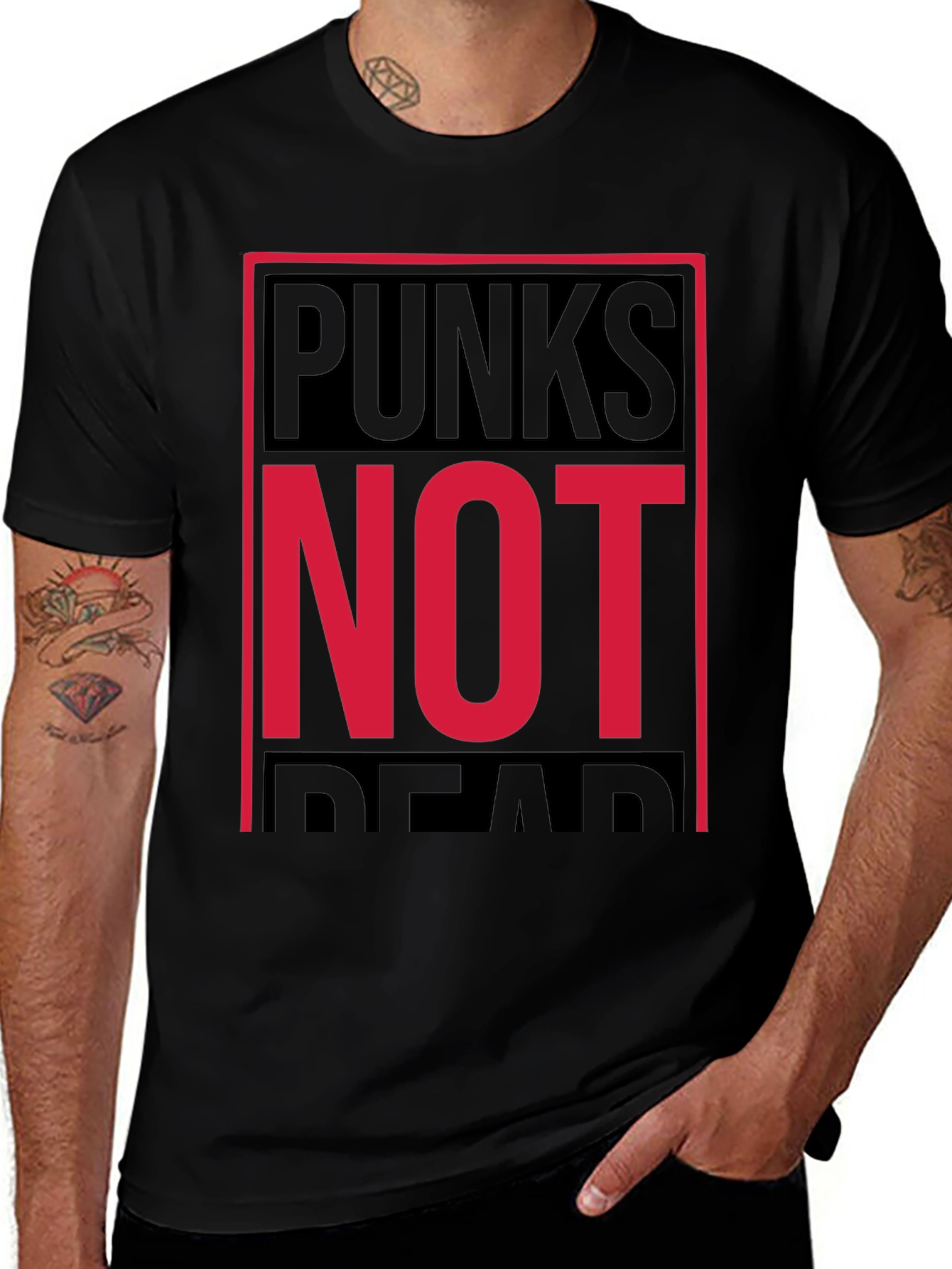 Punks Not Dead Graphic Tee - Black Cotton