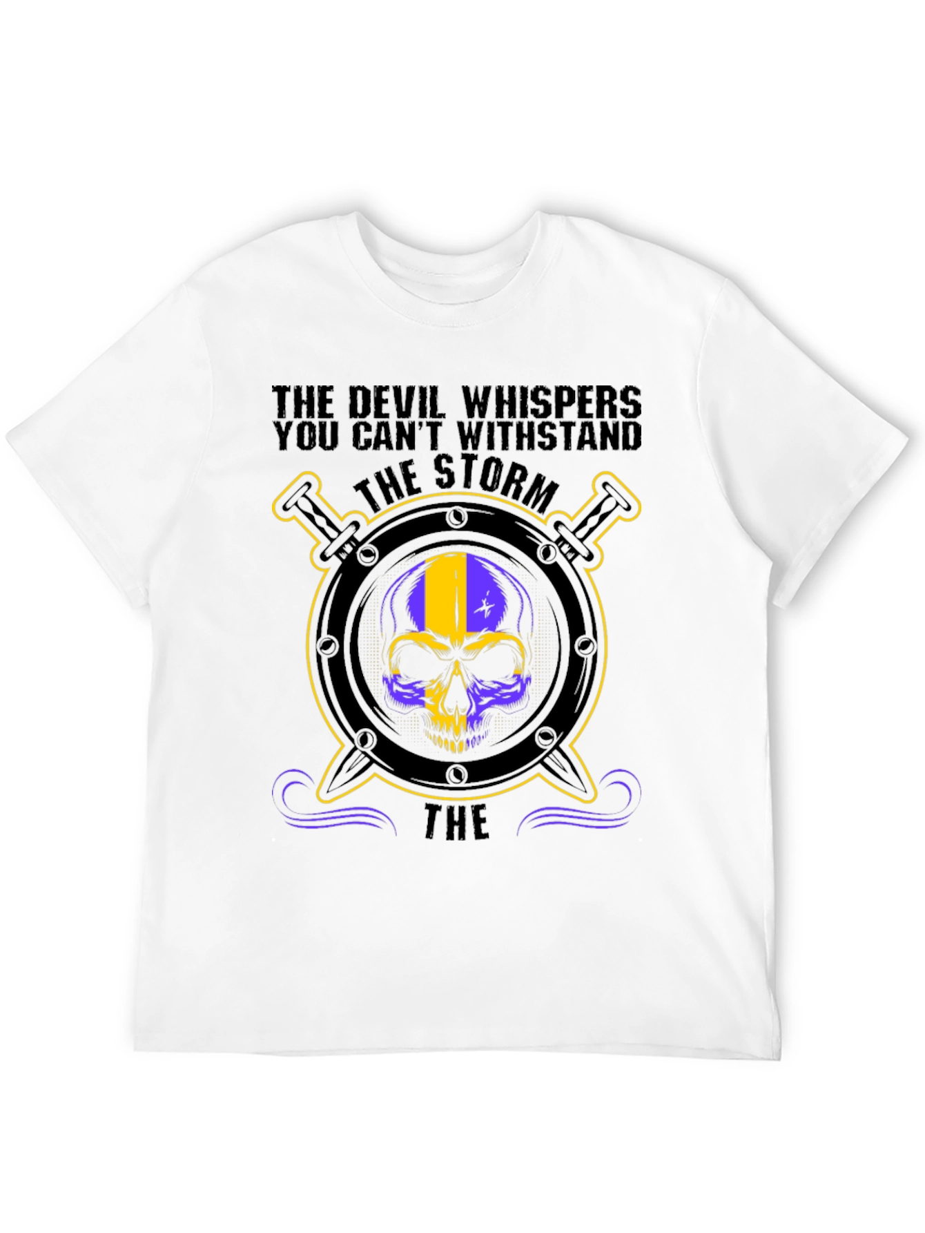 The Devil Whispers Storm Skull Graphic T-Shirt