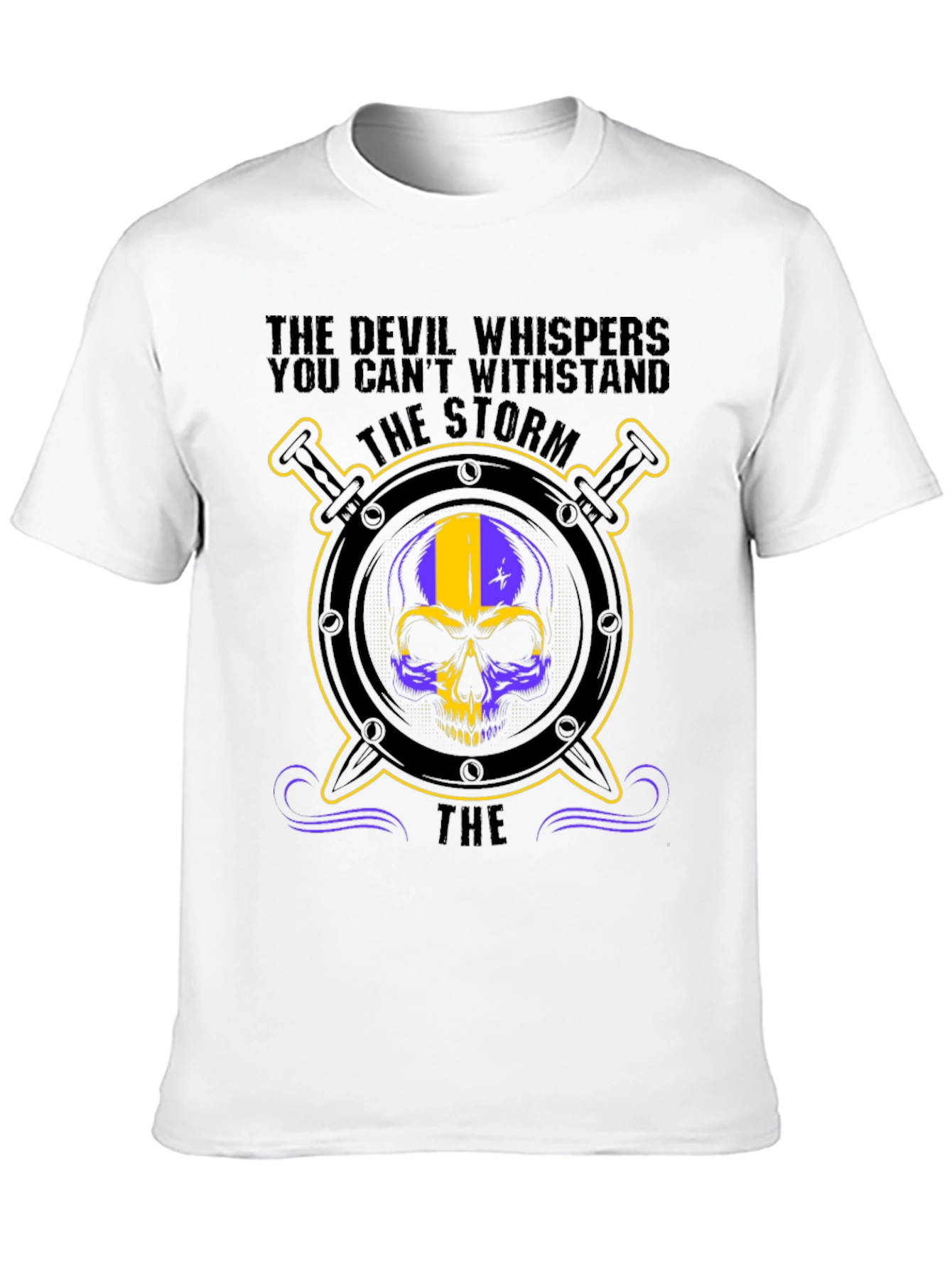 The Devil Whispers Storm Skull Graphic T-Shirt