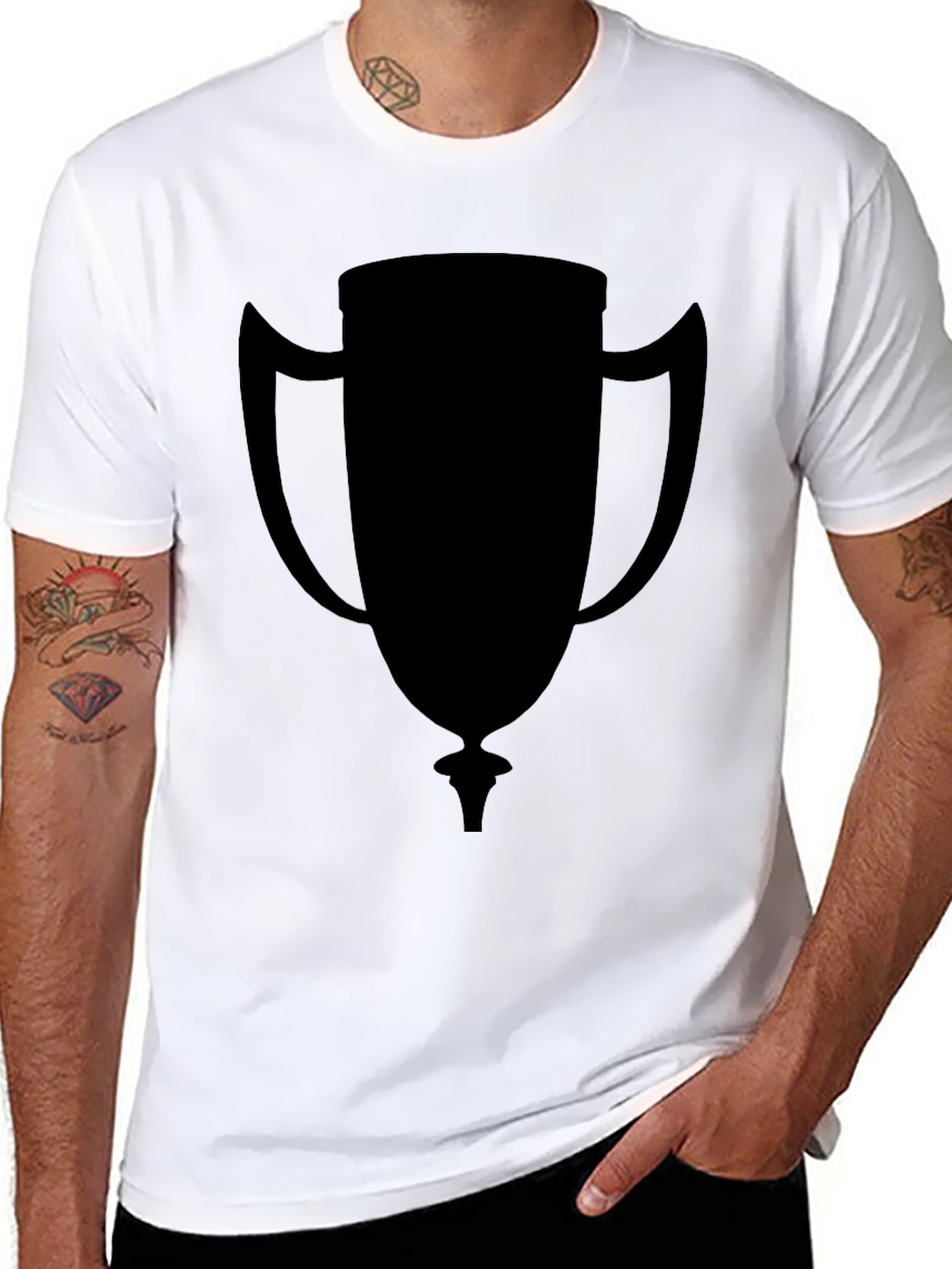 Black Trophy Graphic Tee - Casual Style