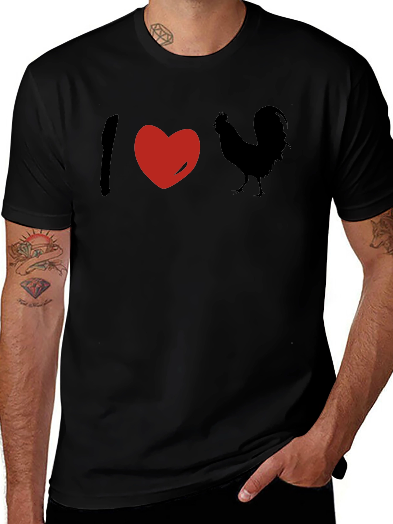 I Love Rooster Graphic Tee - Novelty Mens T-Shirt