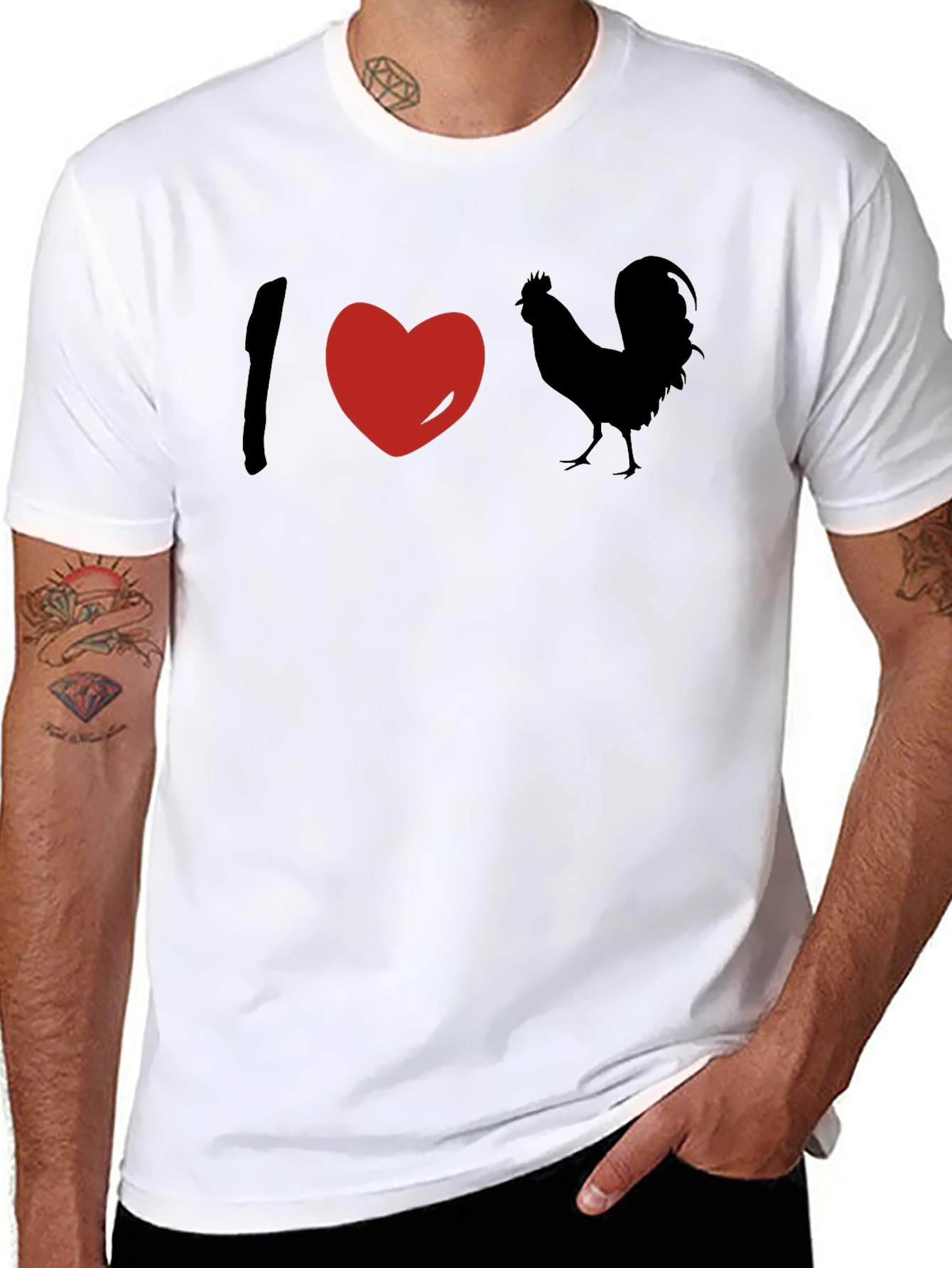 I Love Rooster Graphic Tee - Novelty Mens T-Shirt