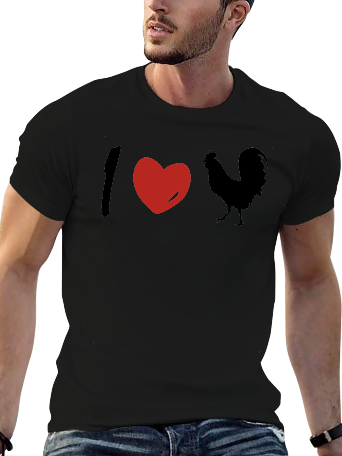 I Love Rooster Graphic Tee - Novelty Mens T-Shirt
