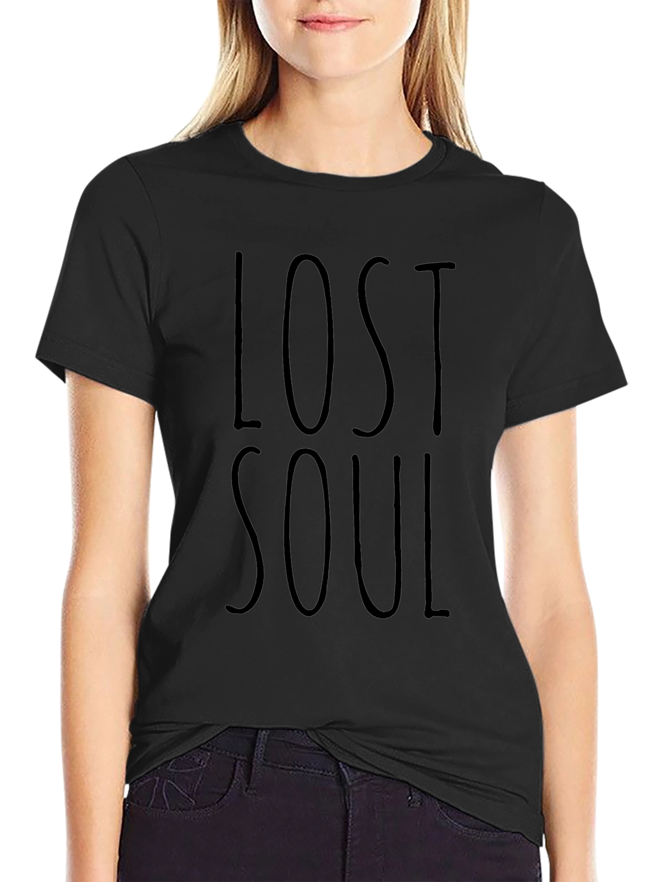 Lost Soul Graphic Tee - Black Casual T-Shirt