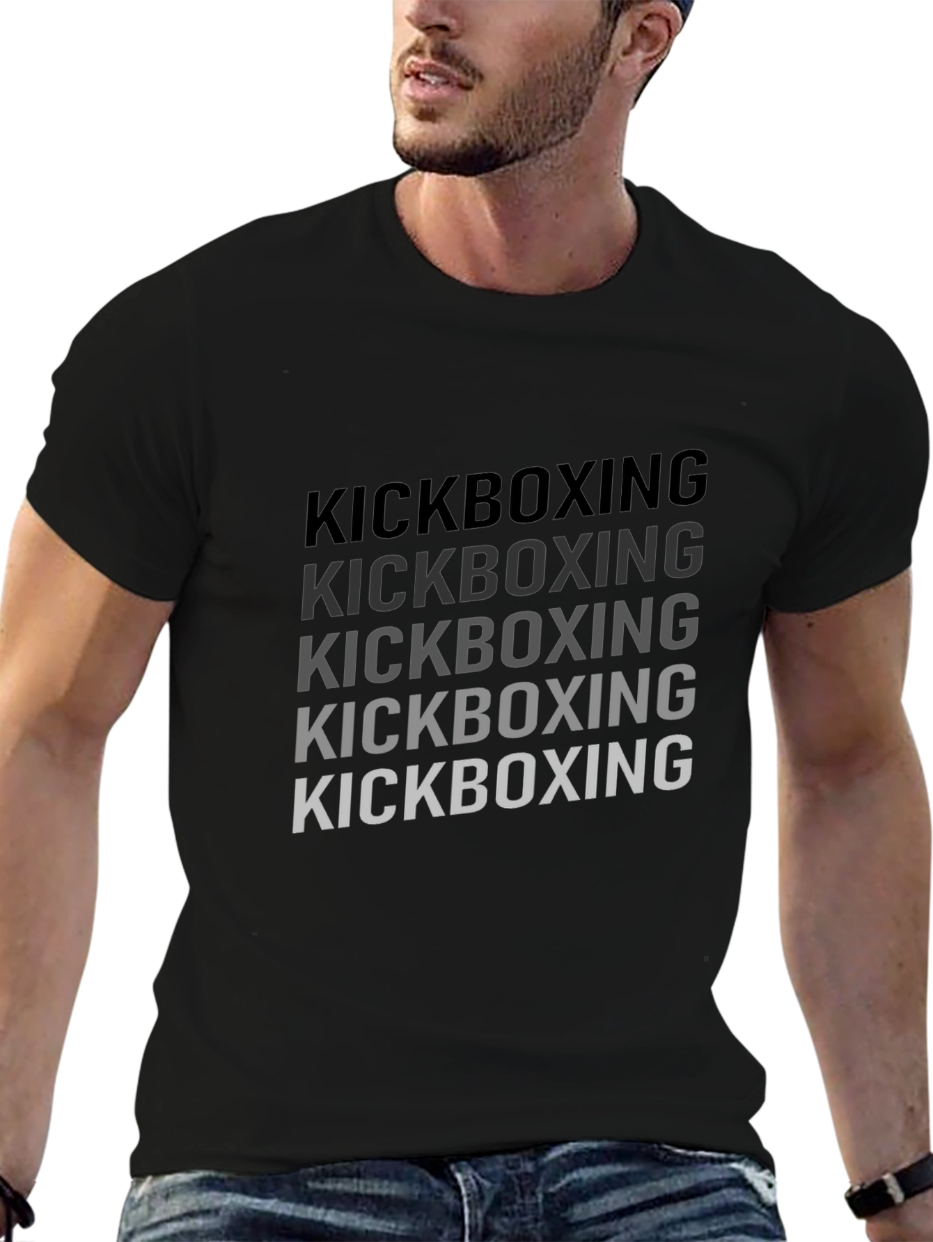 Kickboxing Graphic Print Crew Neck T-Shirt
