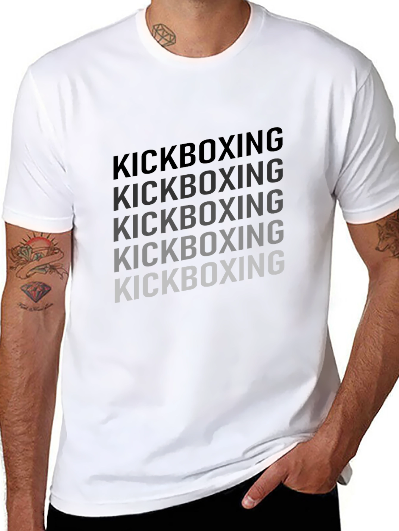 Kickboxing Graphic Print Crew Neck T-Shirt