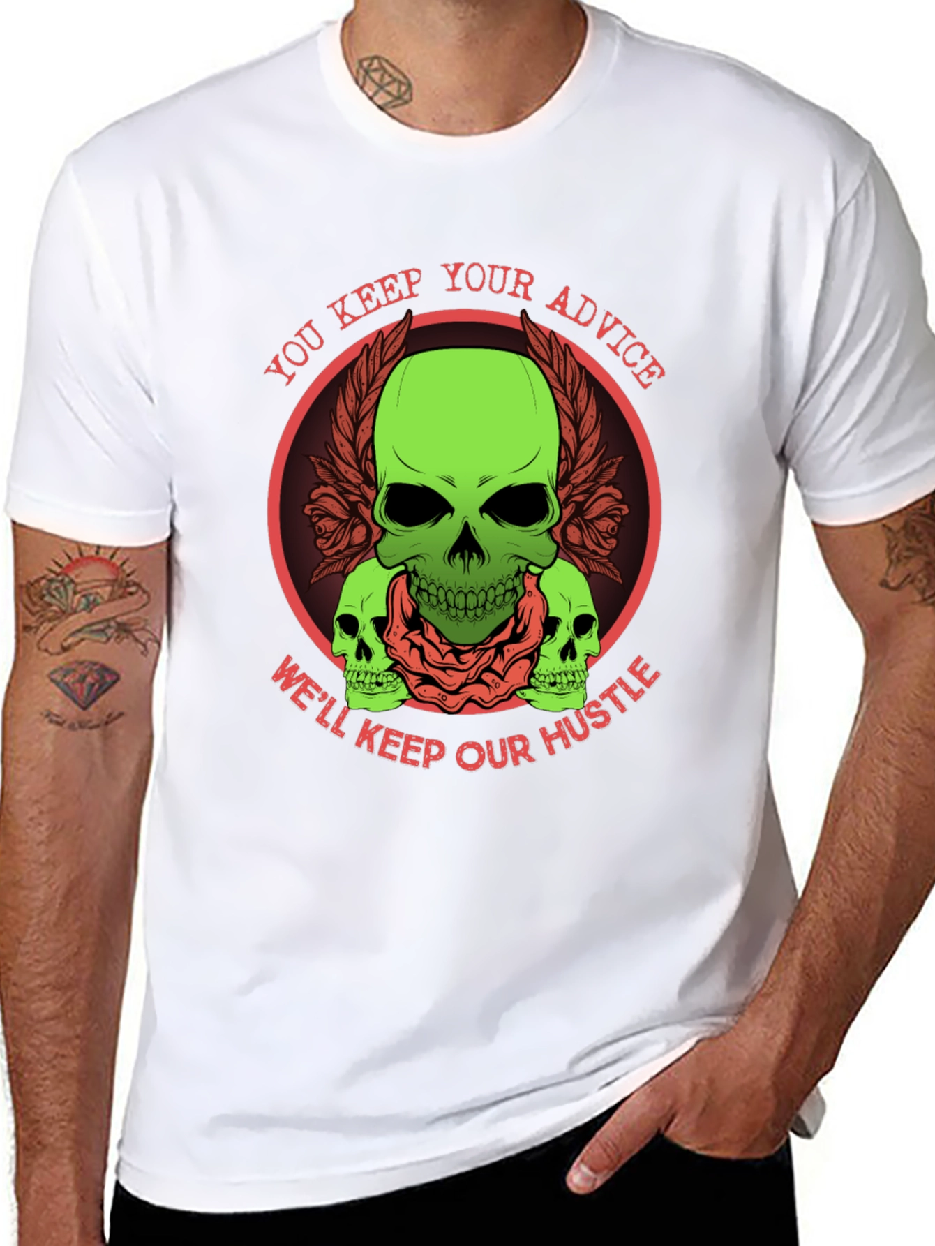 Skull Hustle Graphic Tee - You Keep Your Advice
